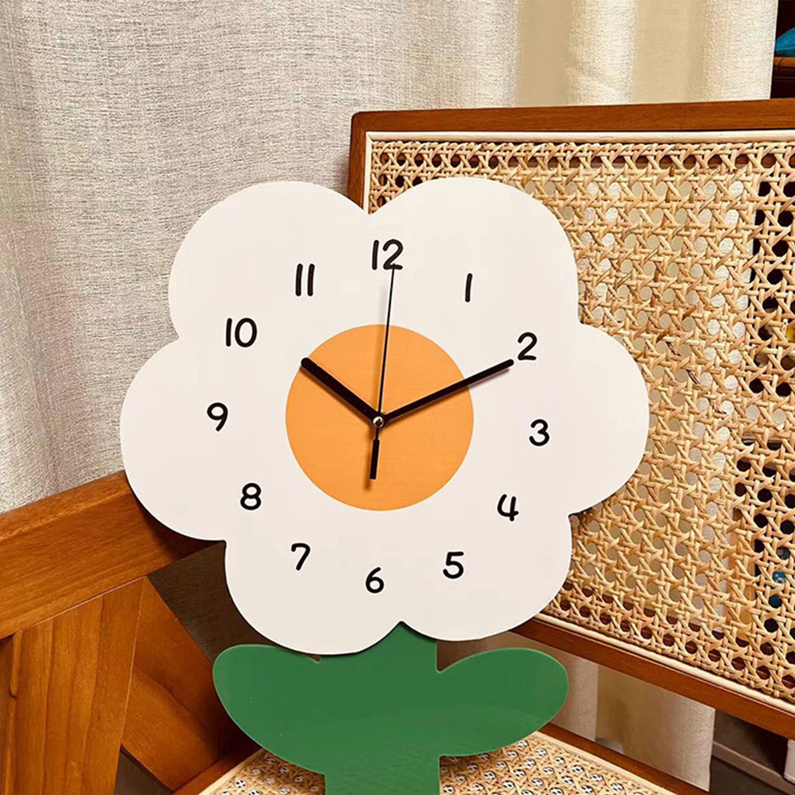 Flower Shaped Wall Clocks for Kids Cartoon Cute Exquisite Silent Wall Clock for Living Rooms Offices 20x30cm/7.9x11.8in - Image 7
