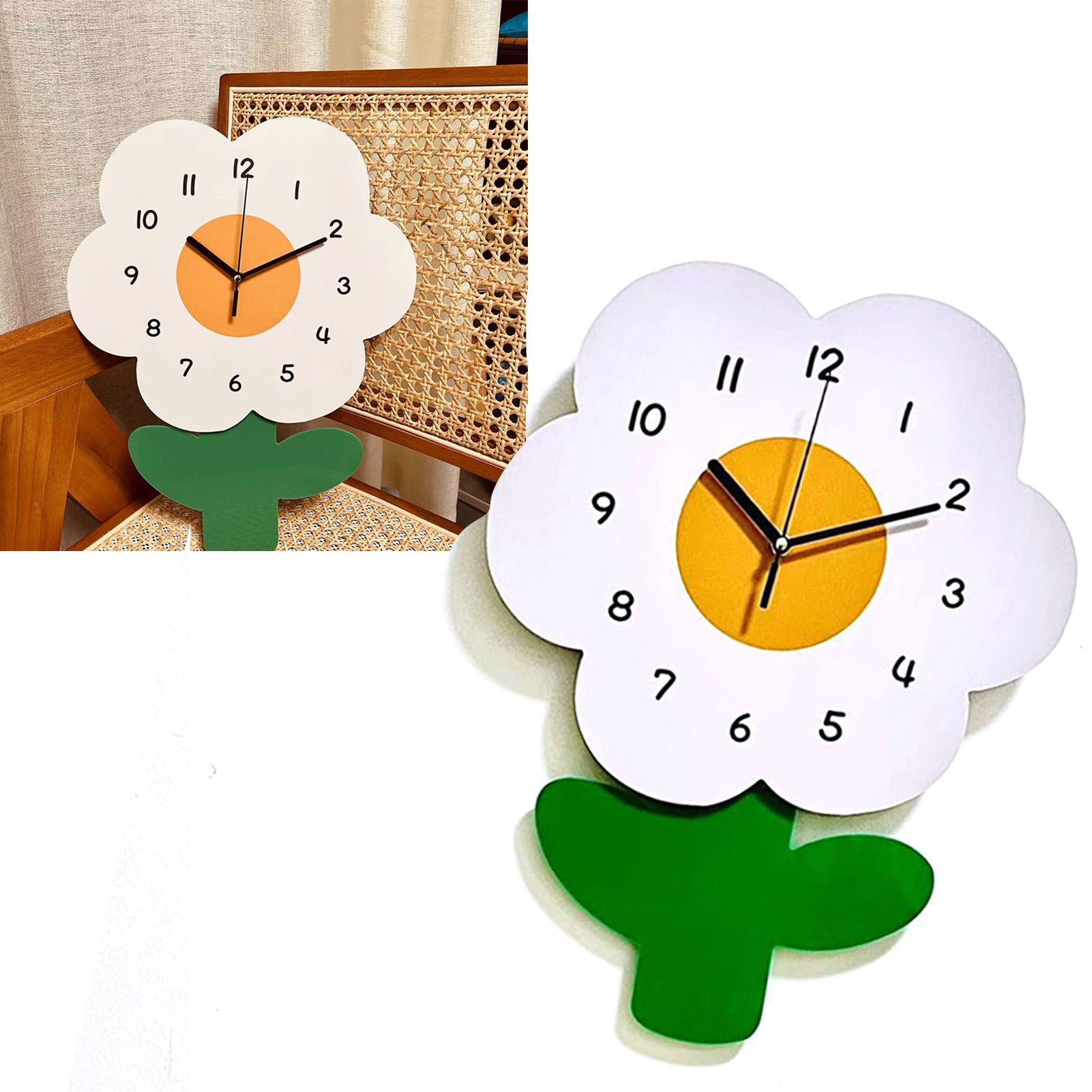Flower Shaped Wall Clocks for Kids Cartoon Cute Exquisite Silent Wall Clock for Living Rooms Offices 30x40cm/11.8x15.7in - Image 5