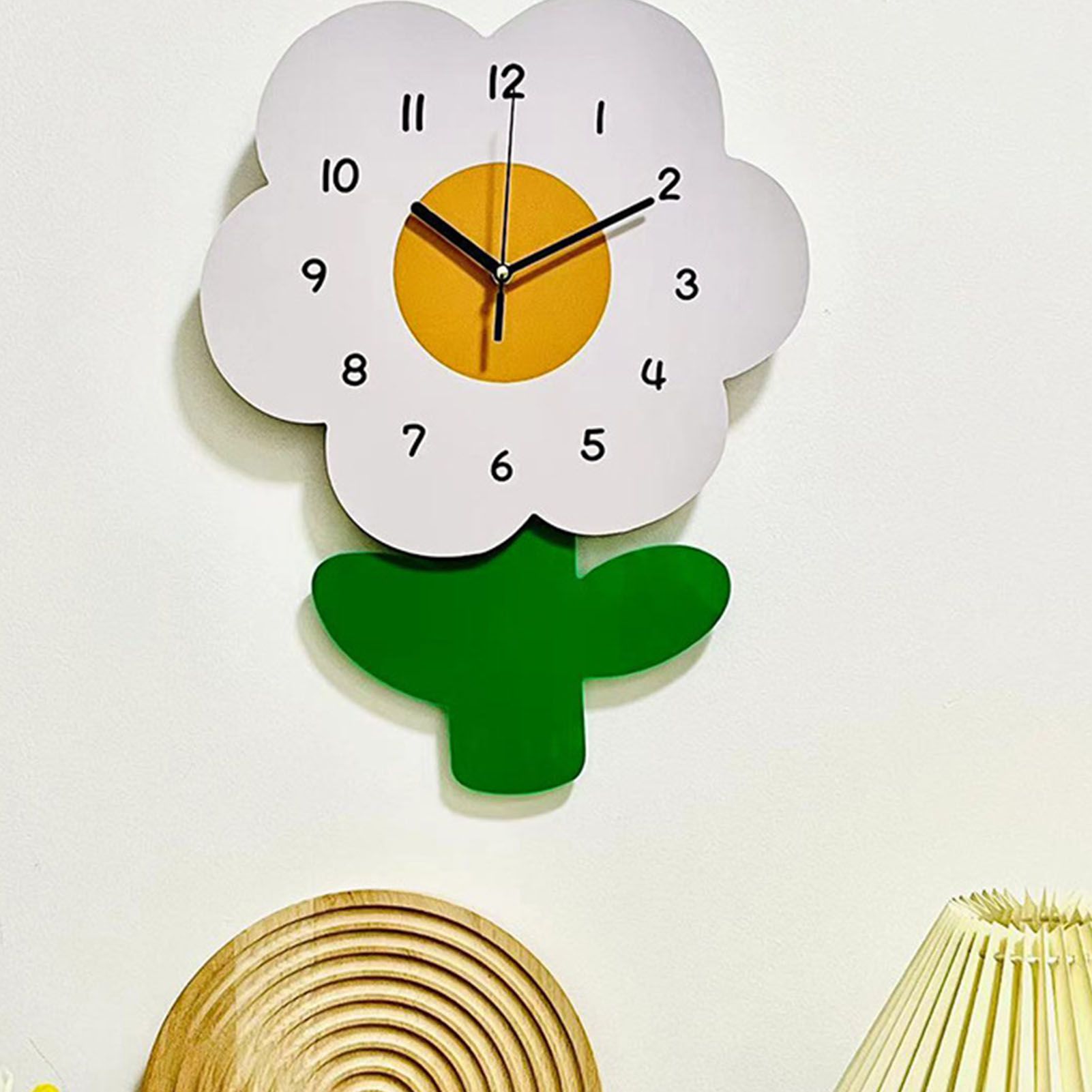 Flower Shaped Wall Clocks for Kids Cartoon Cute Exquisite Silent Wall Clock for Living Rooms Offices 30x40cm/11.8x15.7in - Image 8