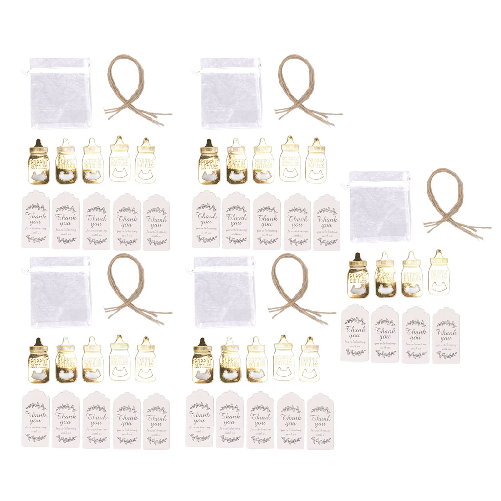 24 Set Baby Bottle Opener Zinc Alloy Cute Baby Bottle Shaped Bottle Opener Baby Shower Return Gift for Baby Shower Party Golden - Image 1