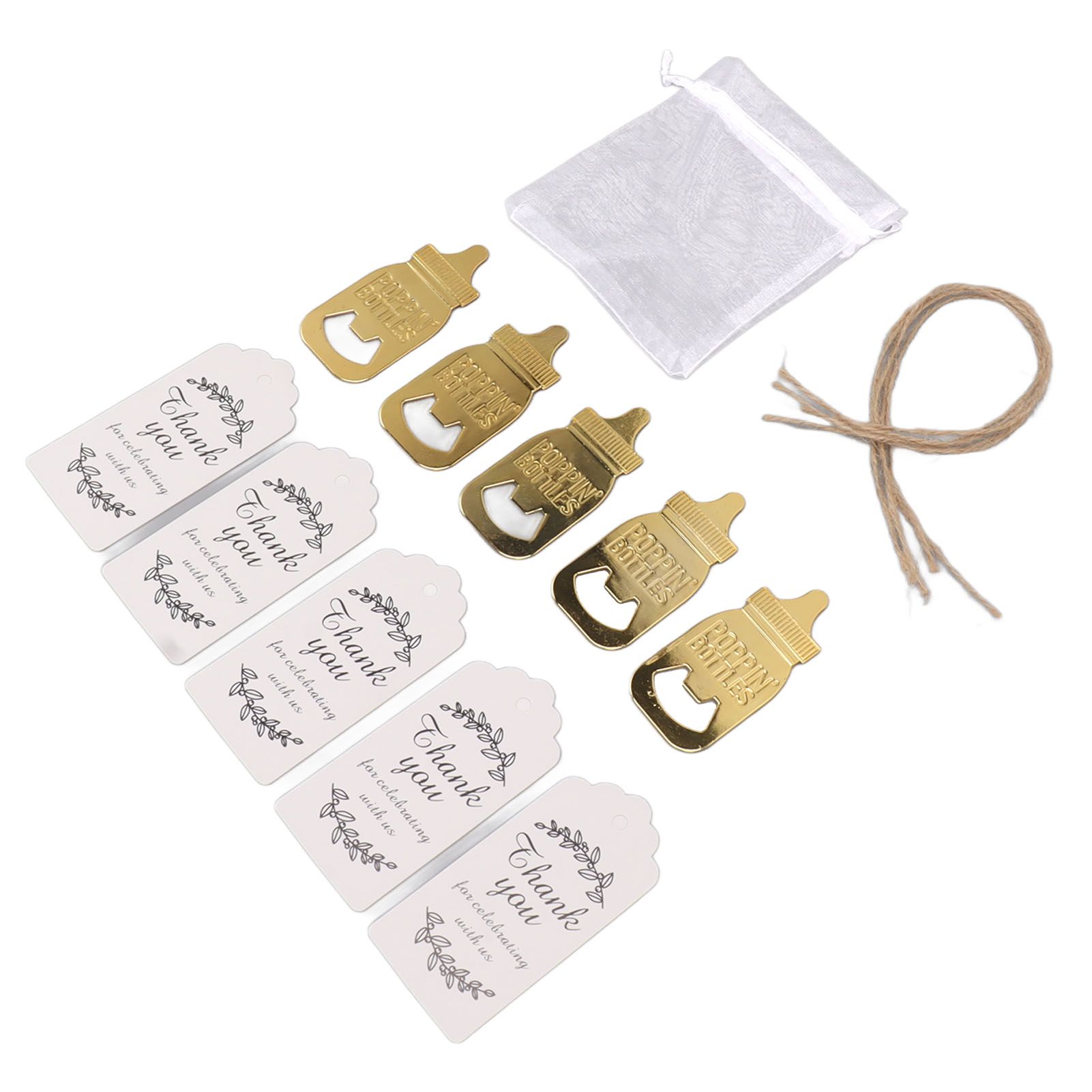 24 Set Baby Bottle Opener Zinc Alloy Cute Baby Bottle Shaped Bottle Opener Baby Shower Return Gift for Baby Shower Party Golden - Image 8