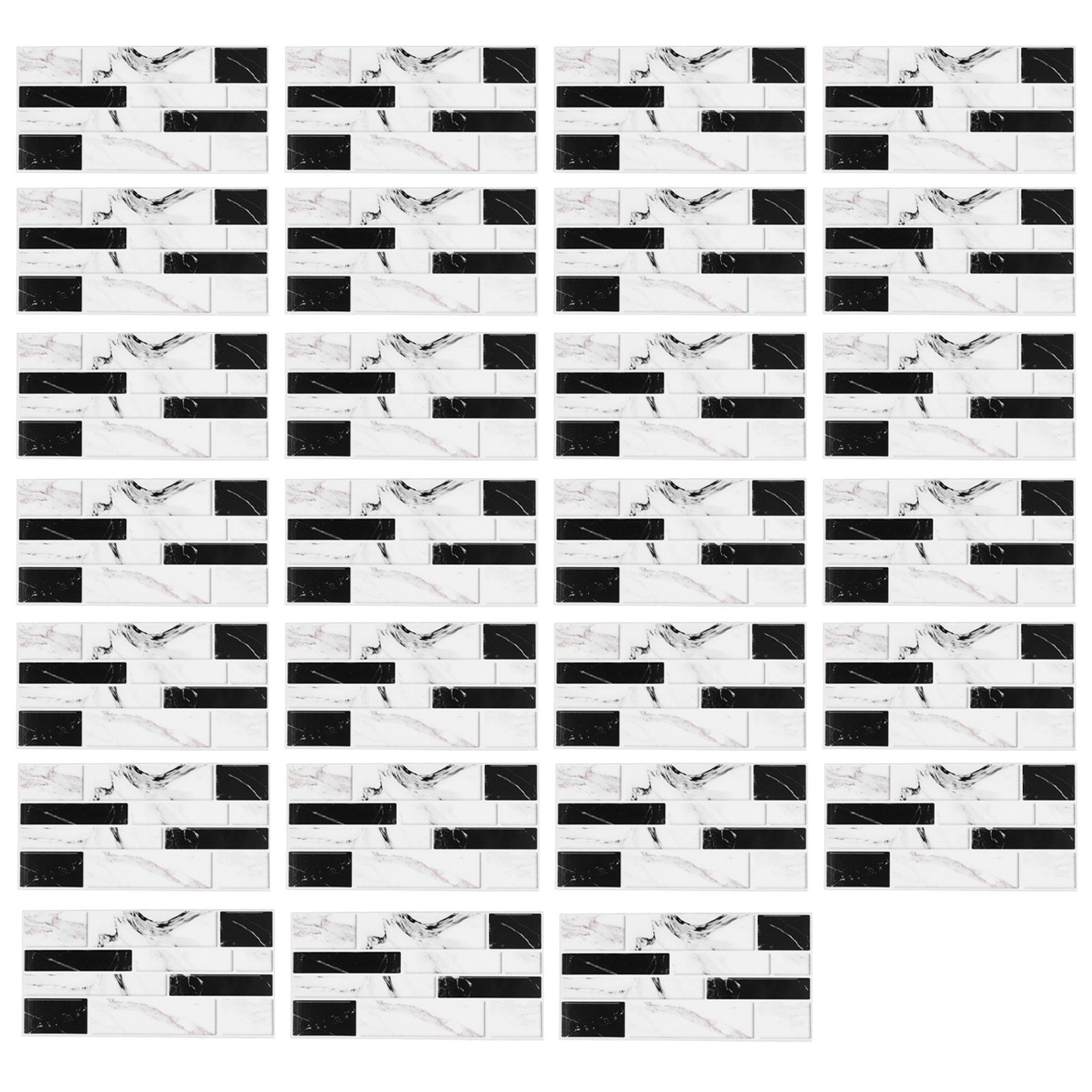 27PCS Kitchen Wallpaper Tile Self Adhesive PVC Wear Resistant White Black Faux Brick for Home Bathroom - Image 1