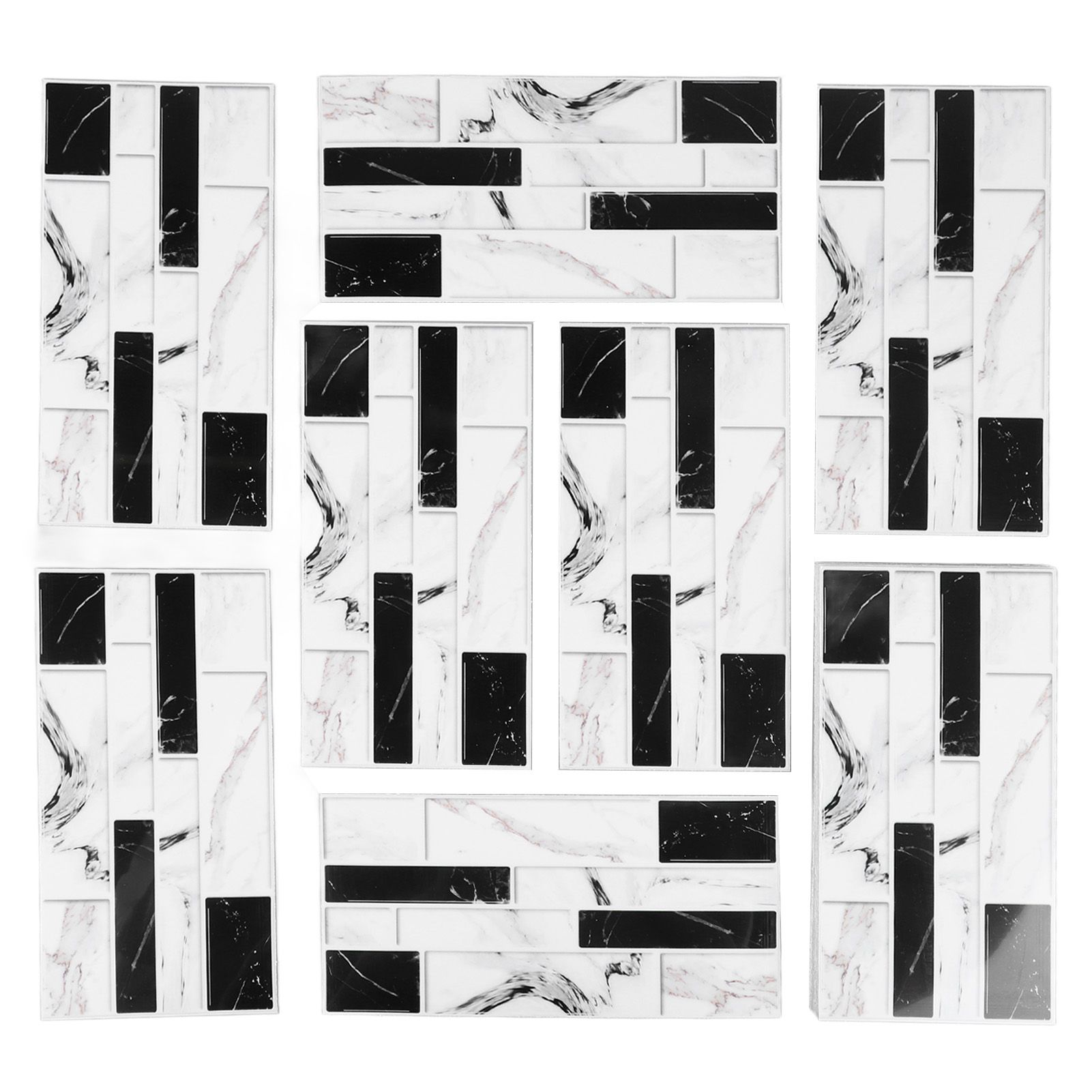 27PCS Kitchen Wallpaper Tile Self Adhesive PVC Wear Resistant White Black Faux Brick for Home Bathroom - Image 2