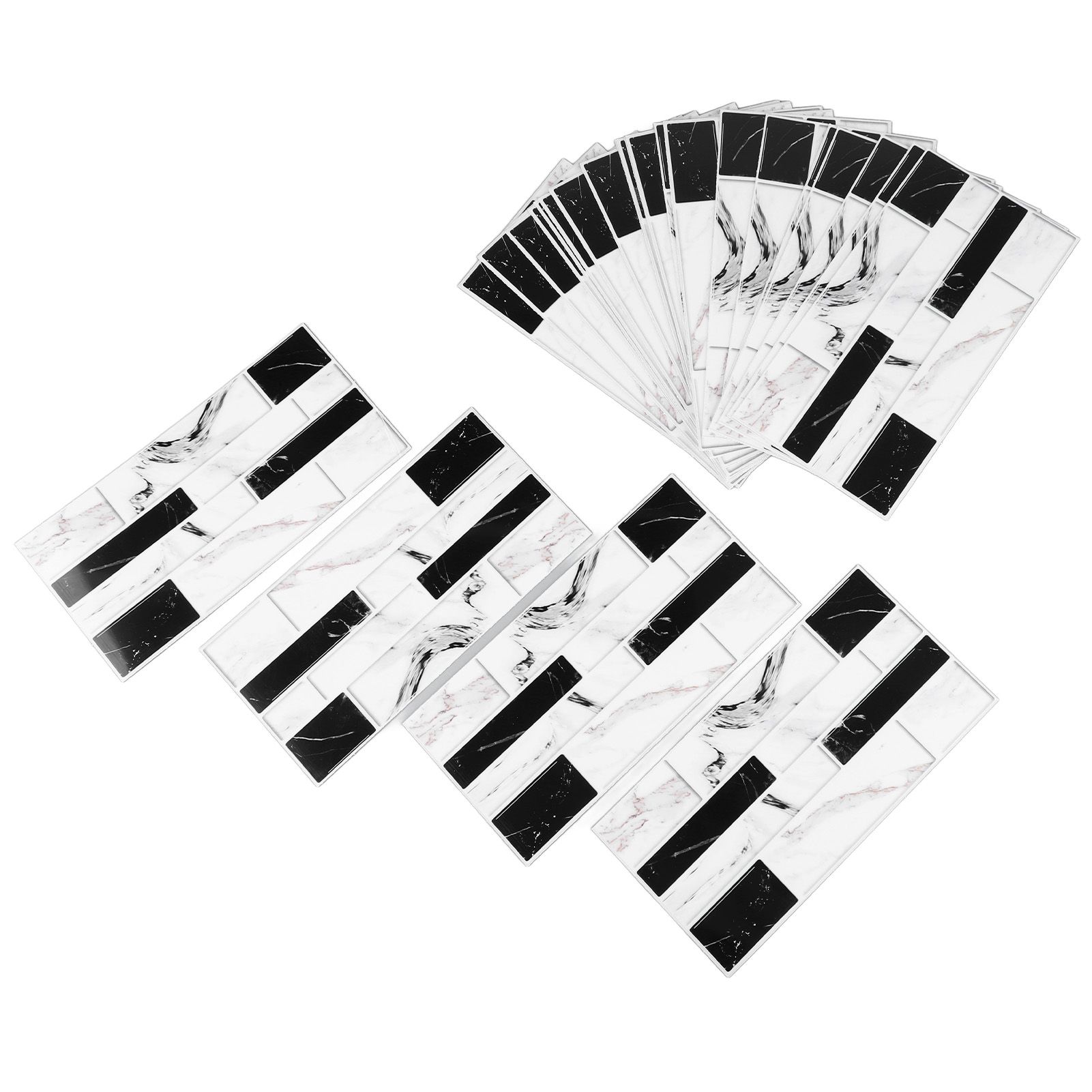 27PCS Kitchen Wallpaper Tile Self Adhesive PVC Wear Resistant White Black Faux Brick for Home Bathroom - Image 6