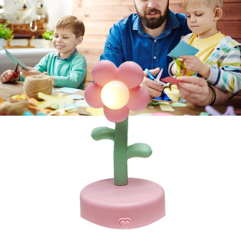 Table Lamp Cute Flower Night Light Portable Desk Lamp Decorative for Office Dorm Decor Pink - Image 6