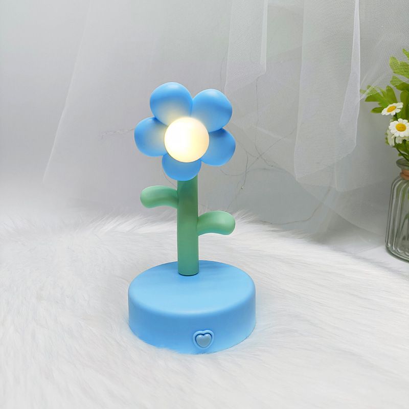 Table Lamp Cute Flower Night Light Portable Desk Lamp Decorative for Office Dorm Decor Blue - Image 5