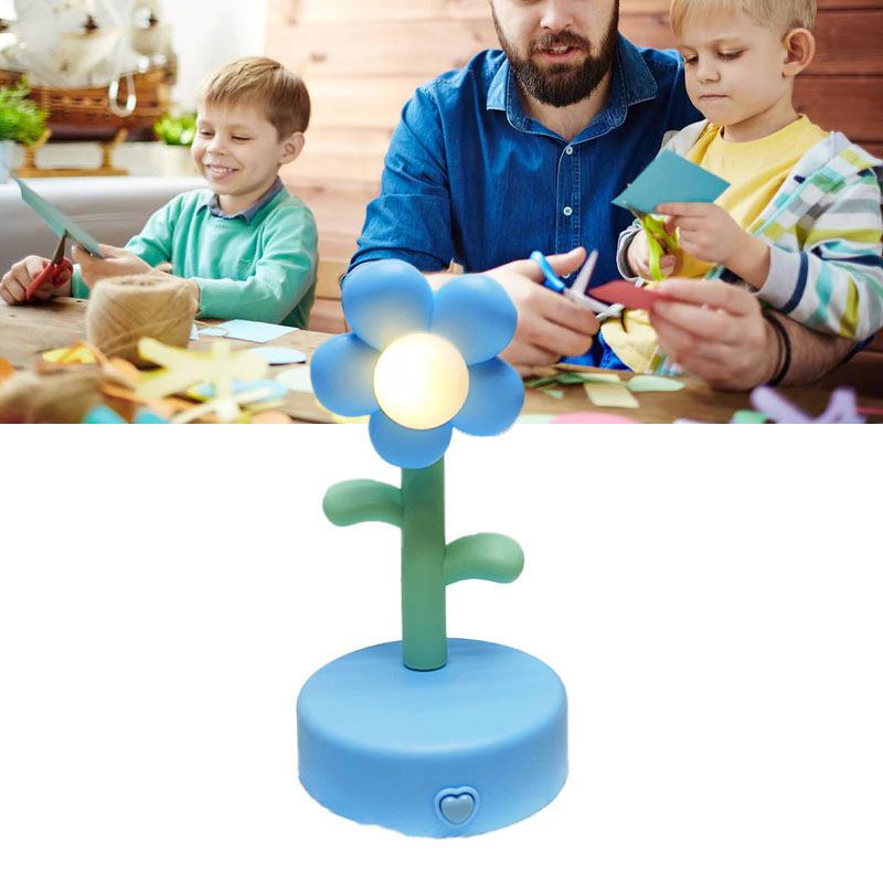 Table Lamp Cute Flower Night Light Portable Desk Lamp Decorative for Office Dorm Decor Blue - Image 6