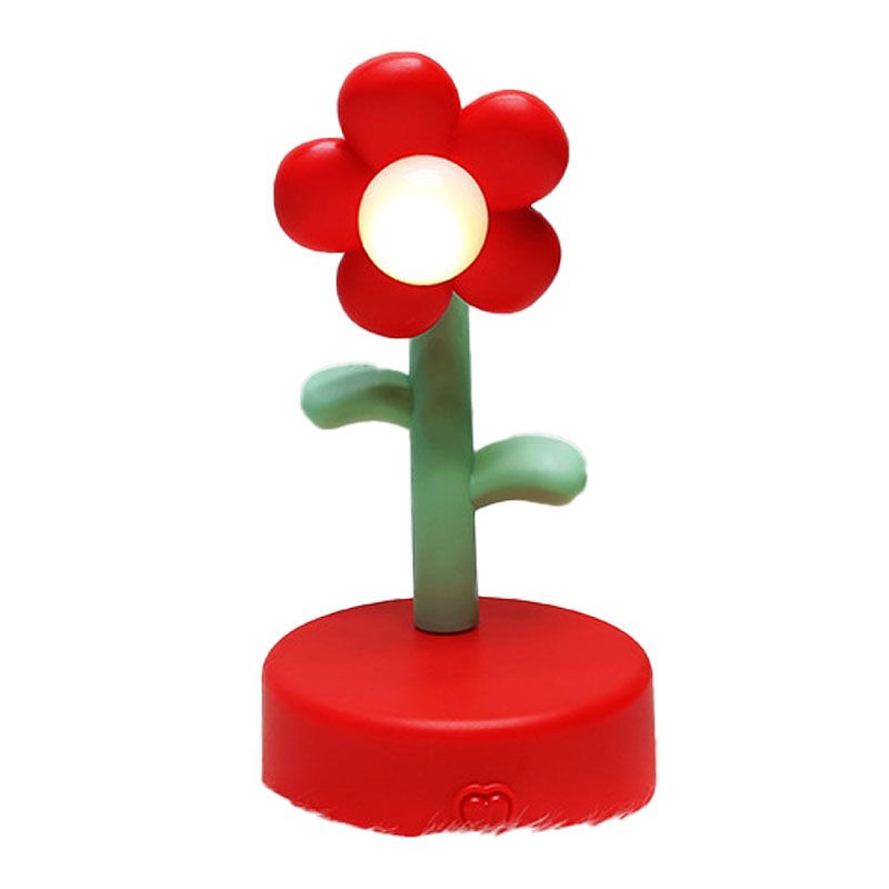 Table Lamp Cute Flower Night Light Portable Desk Lamp Decorative for Office Dorm Decor Red - Image 1