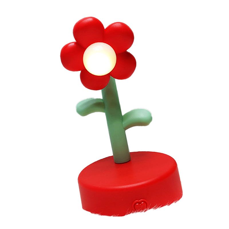 Table Lamp Cute Flower Night Light Portable Desk Lamp Decorative for Office Dorm Decor Red - Image 2