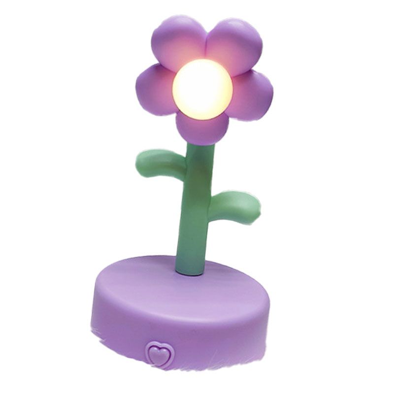 Table Lamp Cute Flower Night Light Portable Desk Lamp Decorative for Office Dorm Decor Purple - Image 3
