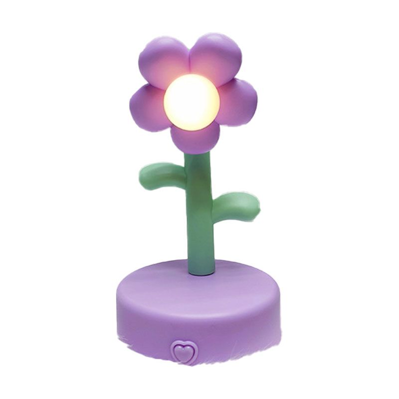 Table Lamp Cute Flower Night Light Portable Desk Lamp Decorative for Office Dorm Decor Purple - Image 4