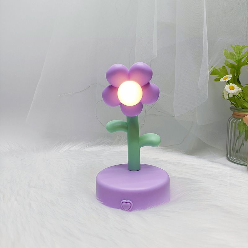 Table Lamp Cute Flower Night Light Portable Desk Lamp Decorative for Office Dorm Decor Purple - Image 5