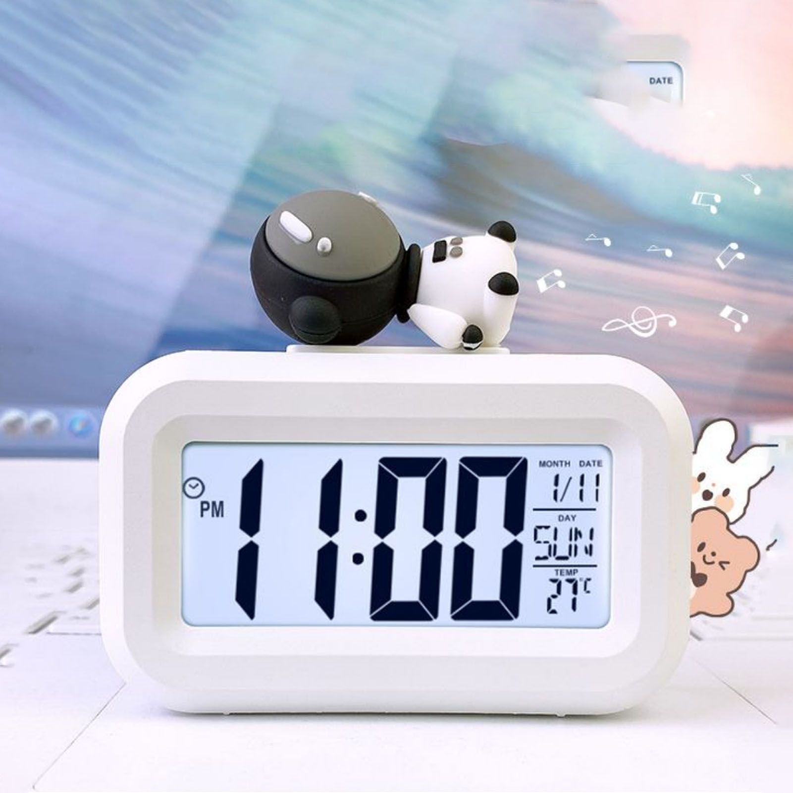 Electronic Clock Cute Cartoon LED Screen Desktop Electronic Alarm Data Time Calendar Temperature Clock Spaceman - Image 5
