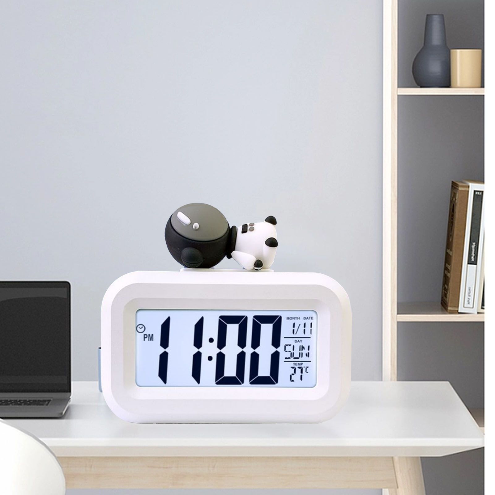 Electronic Clock Cute Cartoon LED Screen Desktop Electronic Alarm Data Time Calendar Temperature Clock Spaceman - Image 6