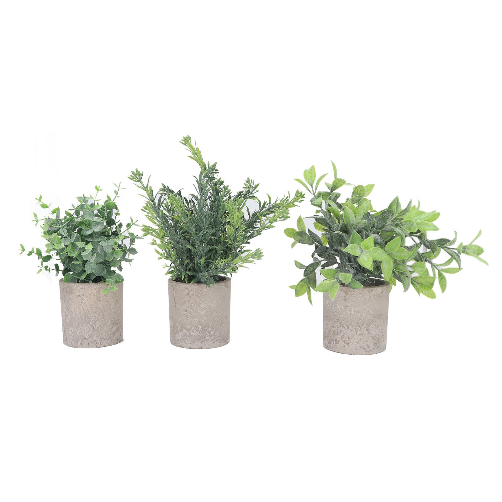 3 Pack Artificial Pot Plant Decorative Fake Faux Potted Eucalyptus Plants for Desktop Office - Image 1