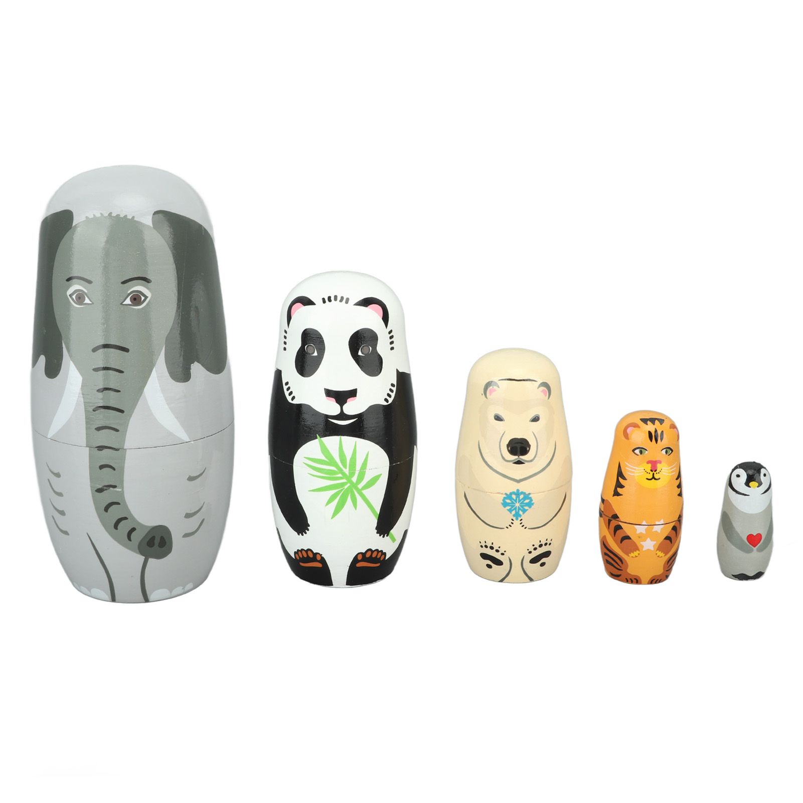 Wooden Animal Nesting Dolls Handcrafted 5 Layer Cute Painted Russian Nesting Dolls Toy Gift for Girls Boys Birthday - Image 1