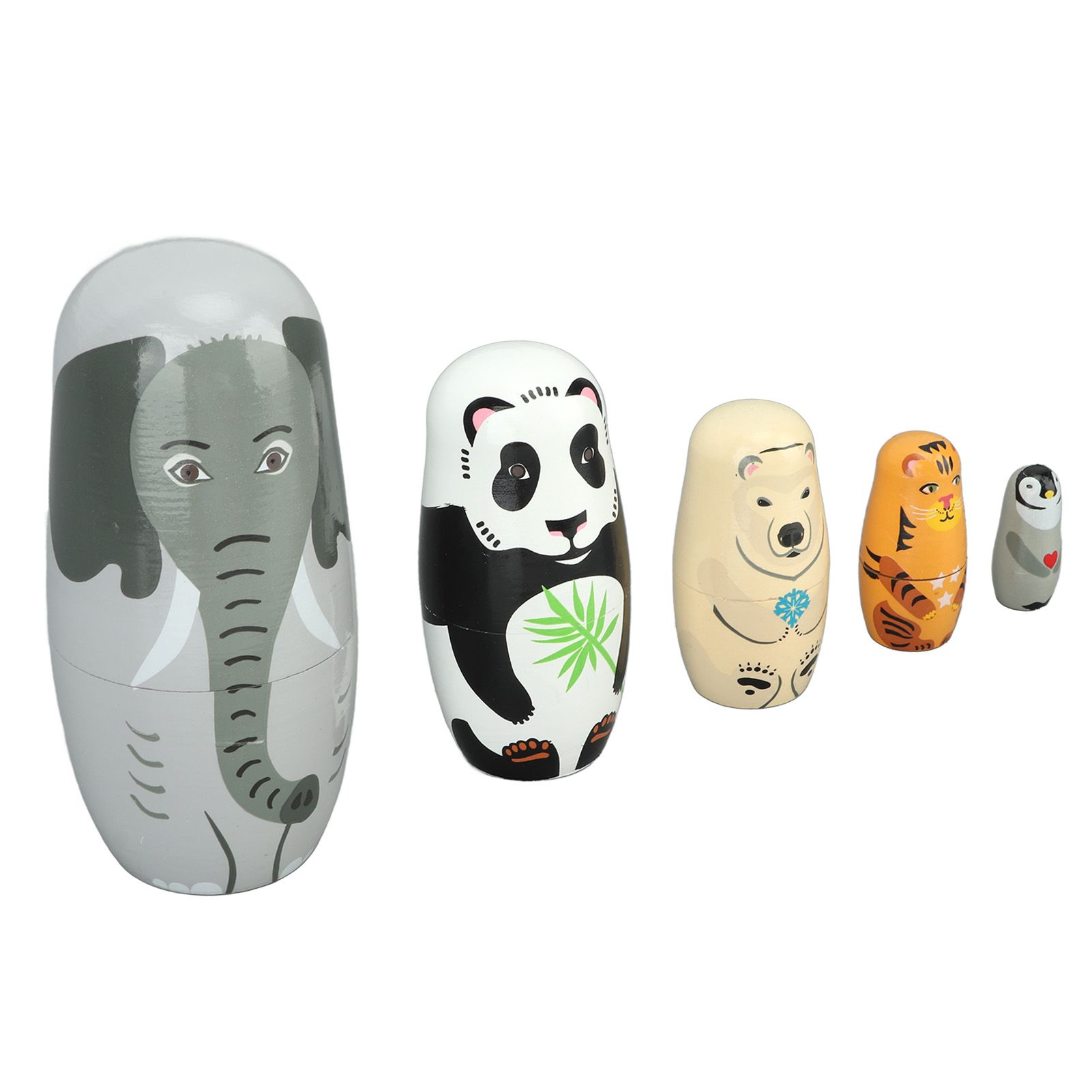 Wooden Animal Nesting Dolls Handcrafted 5 Layer Cute Painted Russian Nesting Dolls Toy Gift for Girls Boys Birthday - Image 8