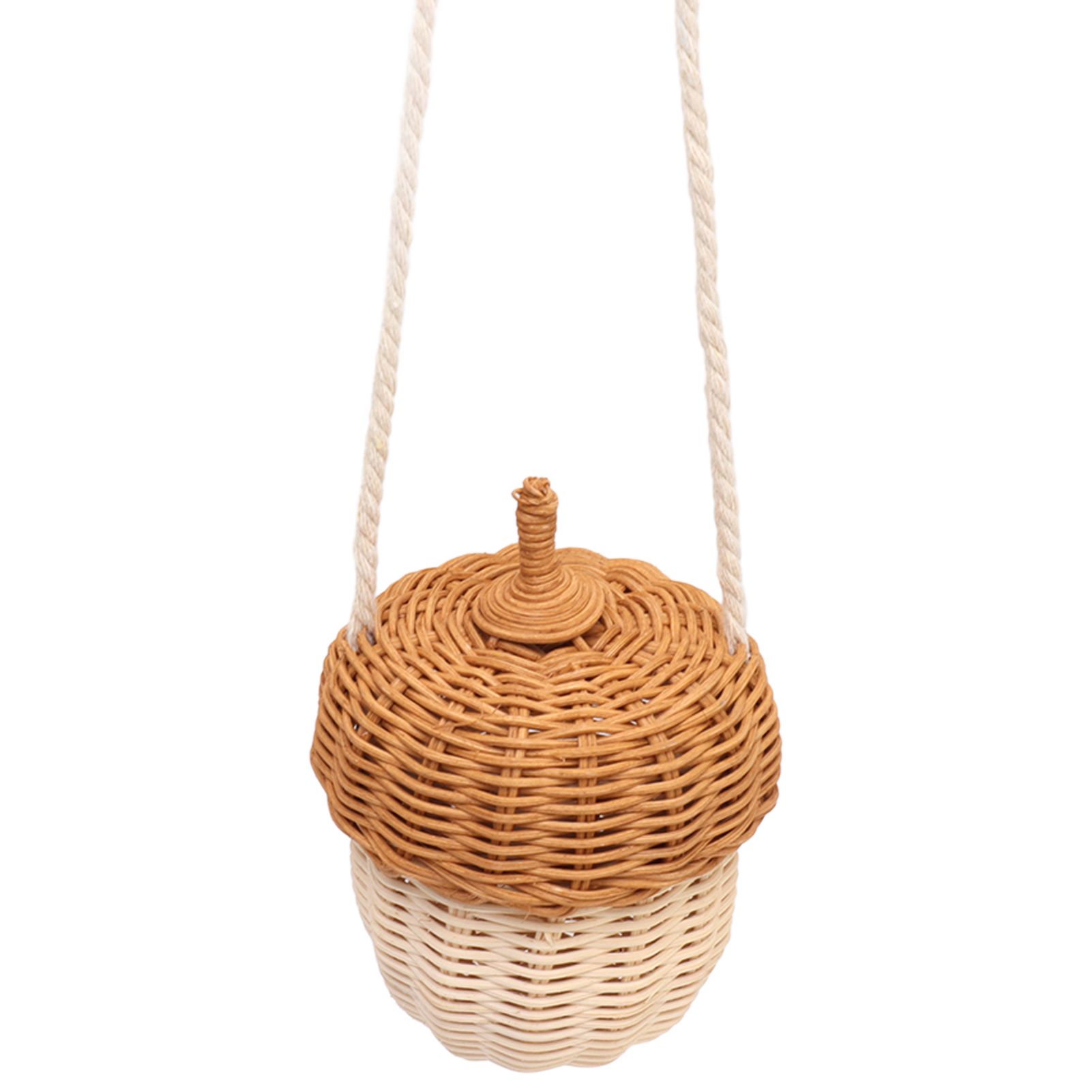 Kids Rattan Storage Basket Hand Woven Decorative Acorn Shaped Basket Bag for Boys Girls Photography Props Small Shoulder Bag - Image 1