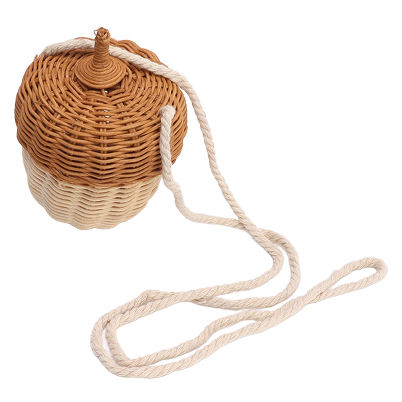 Kids Rattan Storage Basket Hand Woven Decorative Acorn Shaped Basket Bag for Boys Girls Photography Props Small Shoulder Bag - Image 4