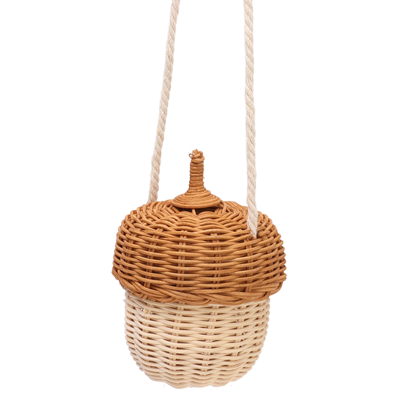 Kids Rattan Storage Basket Hand Woven Decorative Acorn Shaped Basket Bag for Boys Girls Photography Props Small Shoulder Bag - Image 7