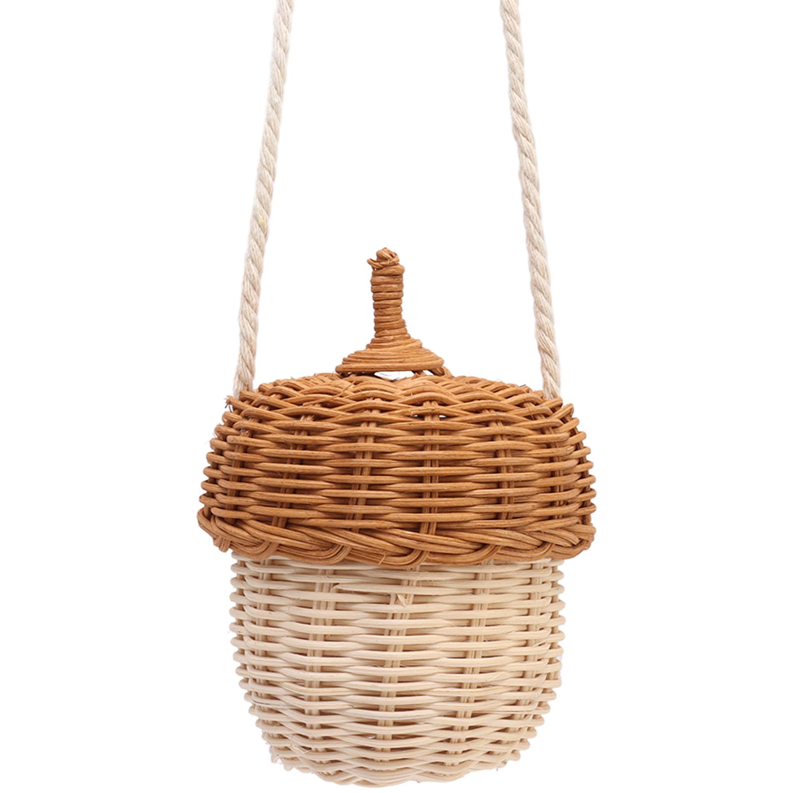 Kids Rattan Storage Basket Hand Woven Decorative Acorn Shaped Basket Bag for Boys Girls Photography Props Small Shoulder Bag - Image 8