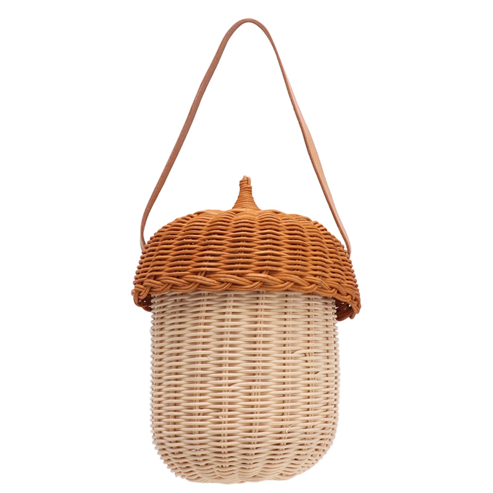 Kids Rattan Storage Basket Hand Woven Decorative Acorn Shaped Basket Bag for Boys Girls Photography Props Large Handbag - Image 2