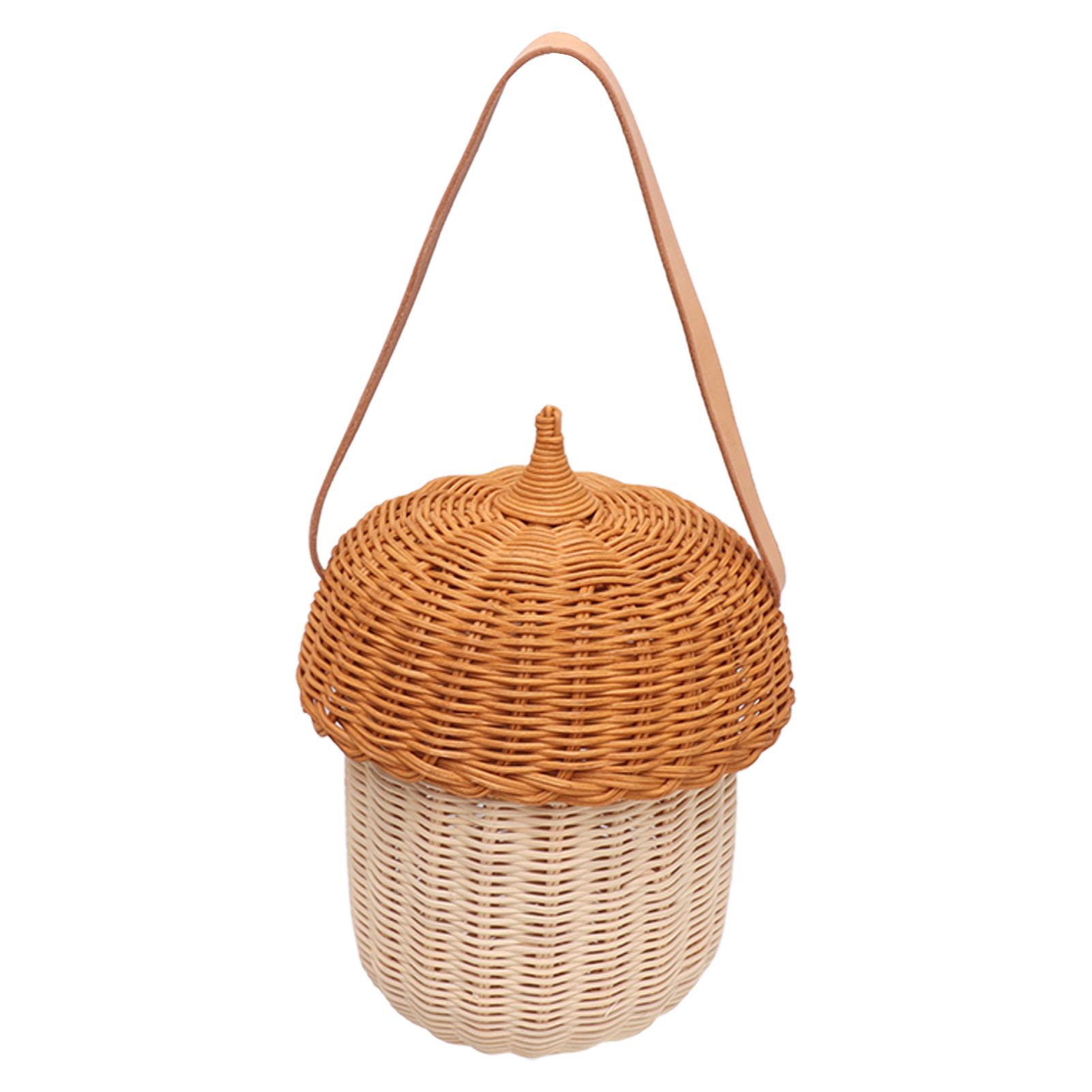 Kids Rattan Storage Basket Hand Woven Decorative Acorn Shaped Basket Bag for Boys Girls Photography Props Large Handbag - Image 4