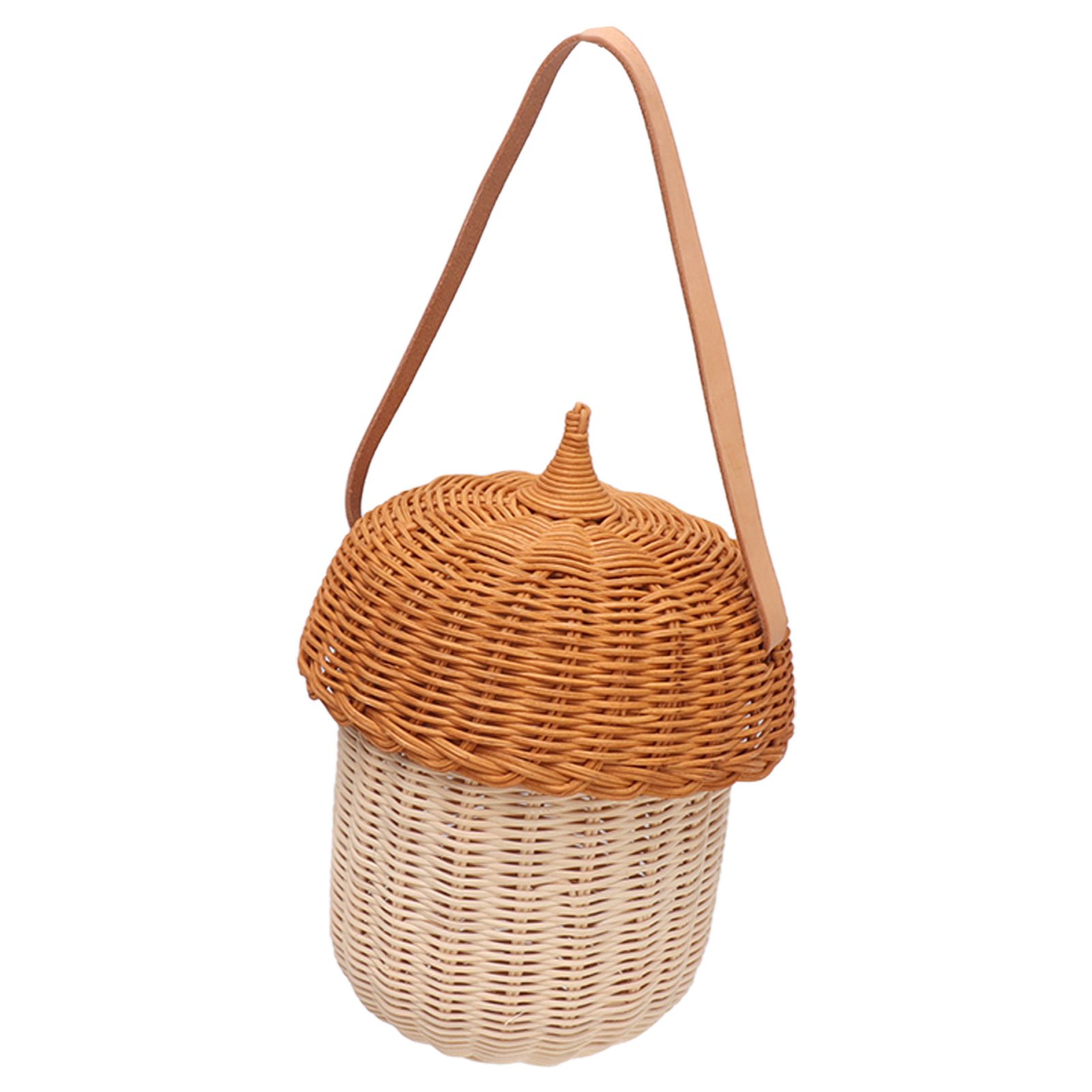 Kids Rattan Storage Basket Hand Woven Decorative Acorn Shaped Basket Bag for Boys Girls Photography Props Large Handbag - Image 5