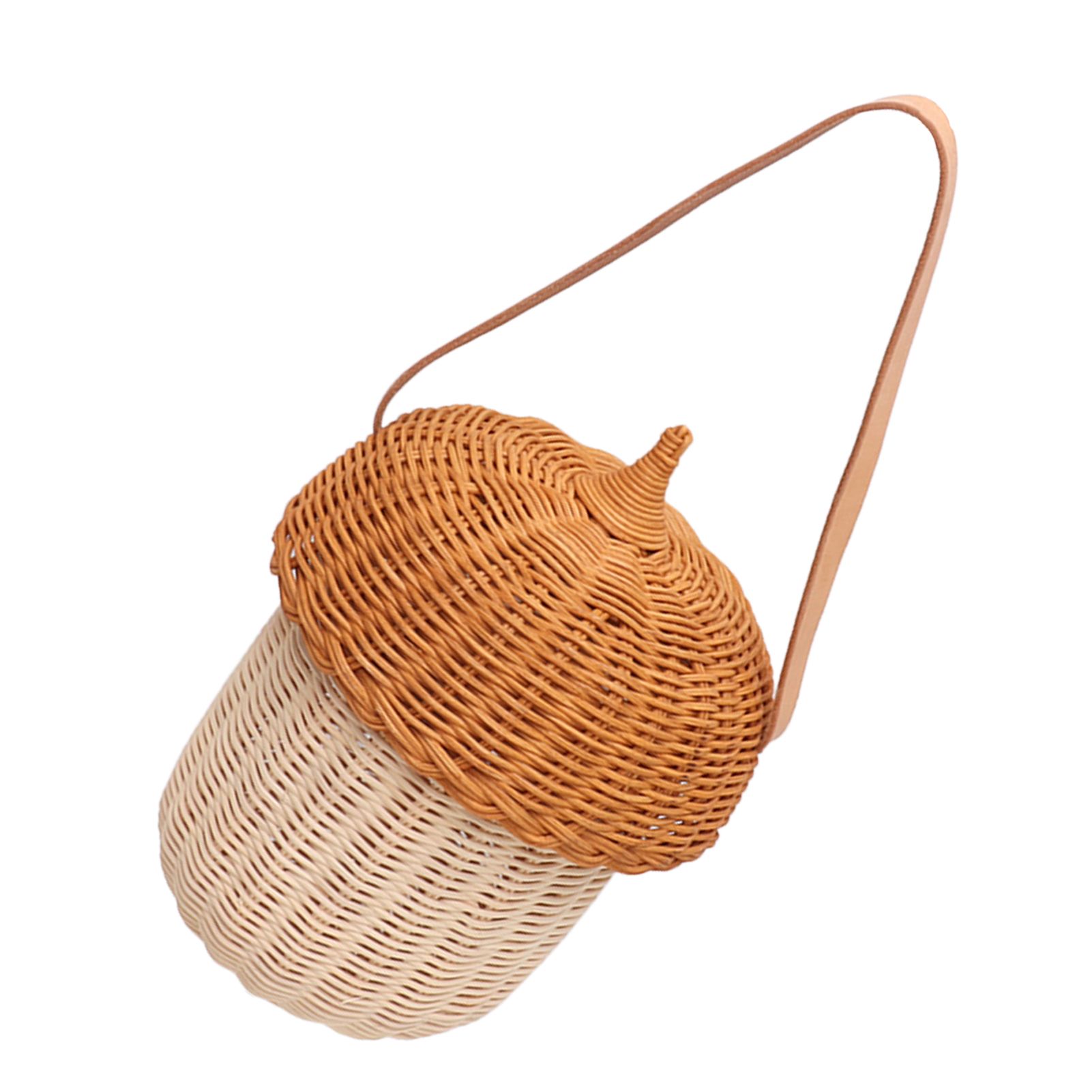 Kids Rattan Storage Basket Hand Woven Decorative Acorn Shaped Basket Bag for Boys Girls Photography Props Large Handbag - Image 7