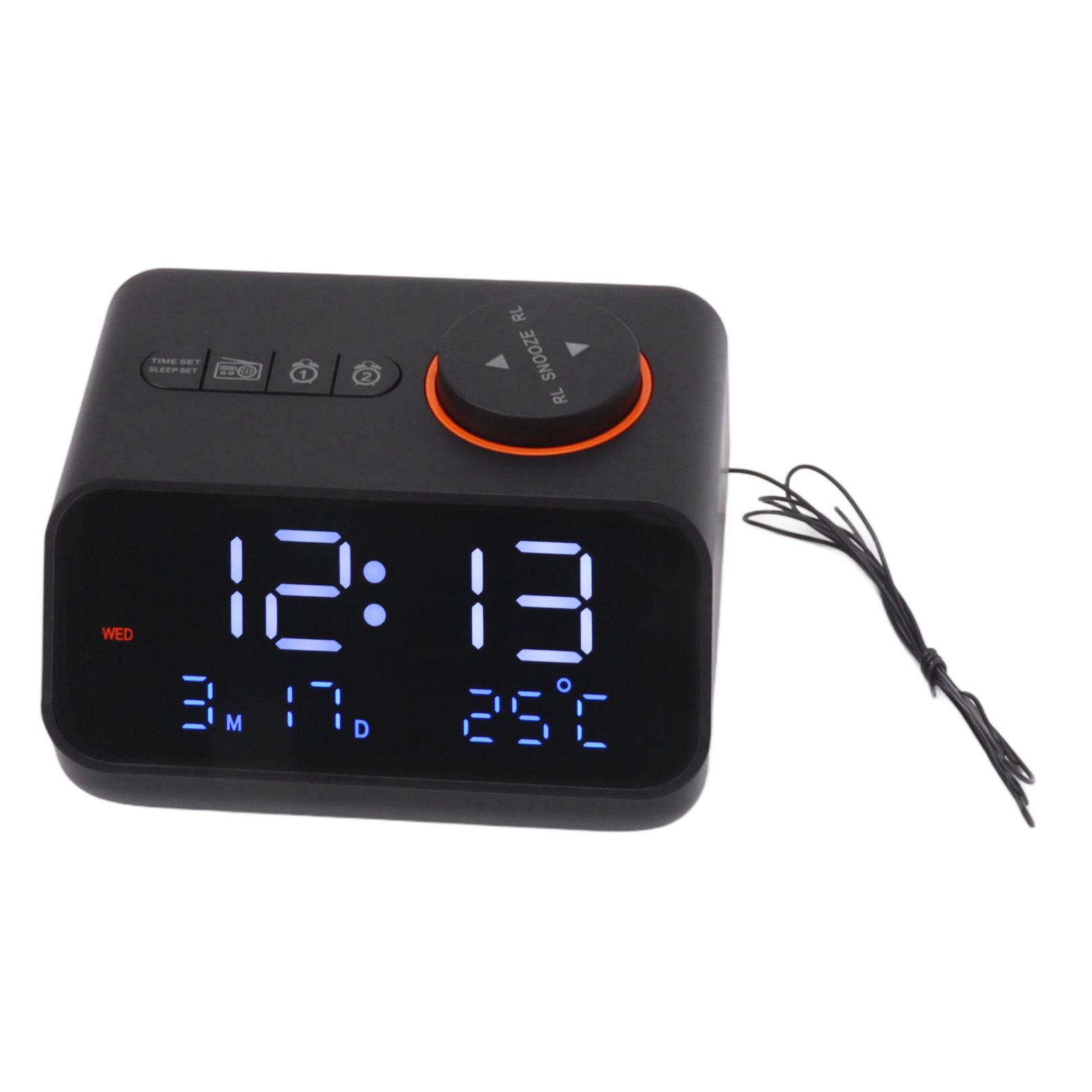 Alarm Clock Radio LED Digital Alarm Clock with FM Radio Music Temperature Humidity Display for Home Bedroom Desk Office Black - Image 2