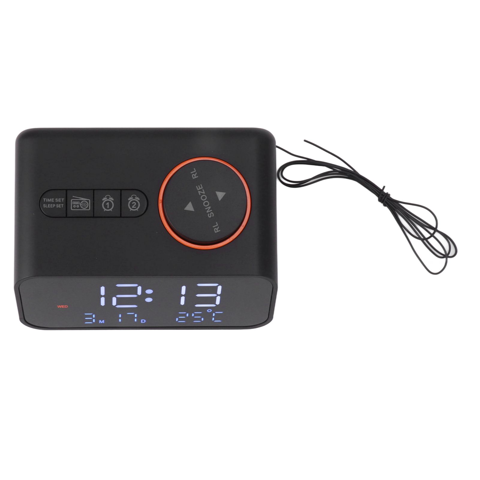 Alarm Clock Radio LED Digital Alarm Clock with FM Radio Music Temperature Humidity Display for Home Bedroom Desk Office Black - Image 4