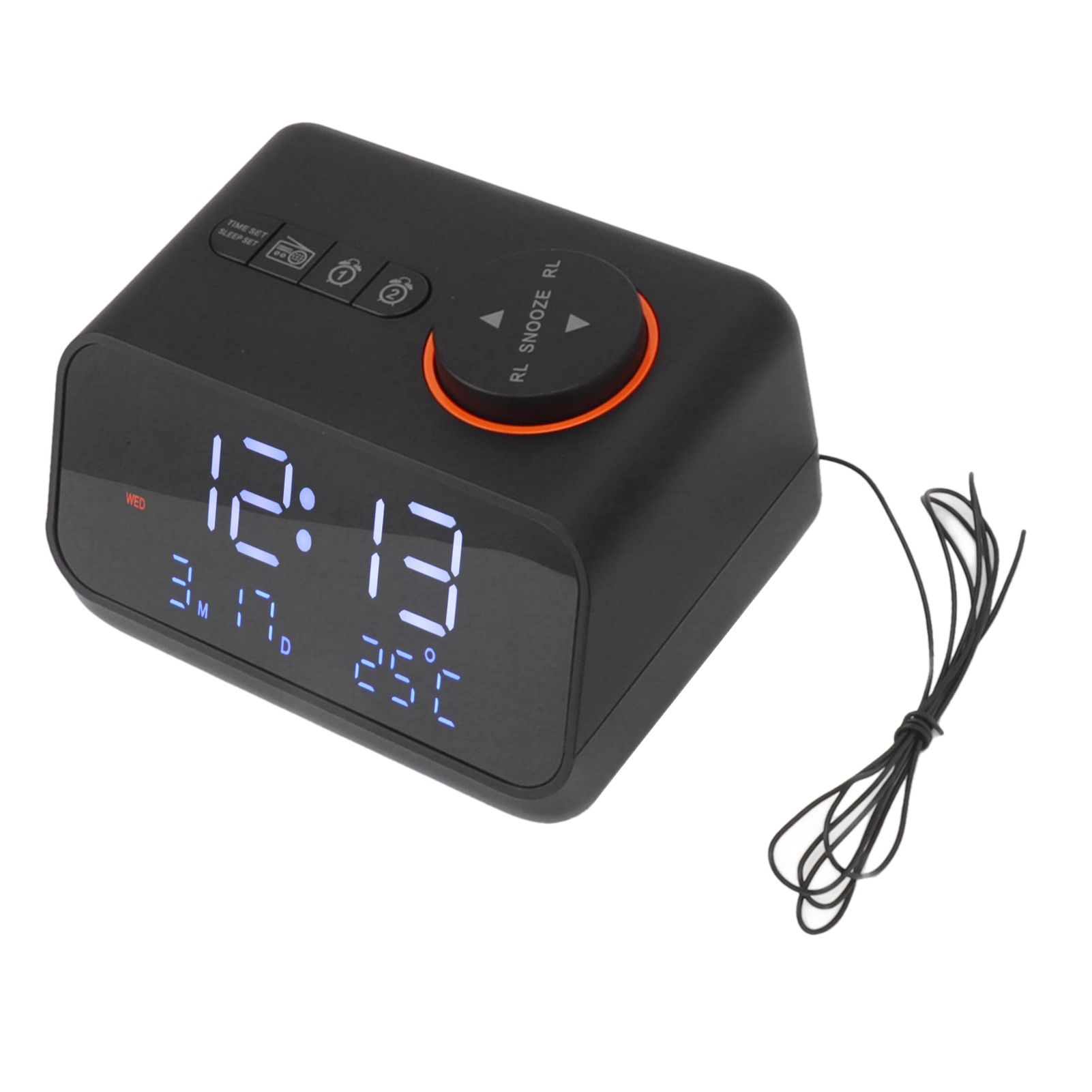 Alarm Clock Radio LED Digital Alarm Clock with FM Radio Music Temperature Humidity Display for Home Bedroom Desk Office Black - Image 5