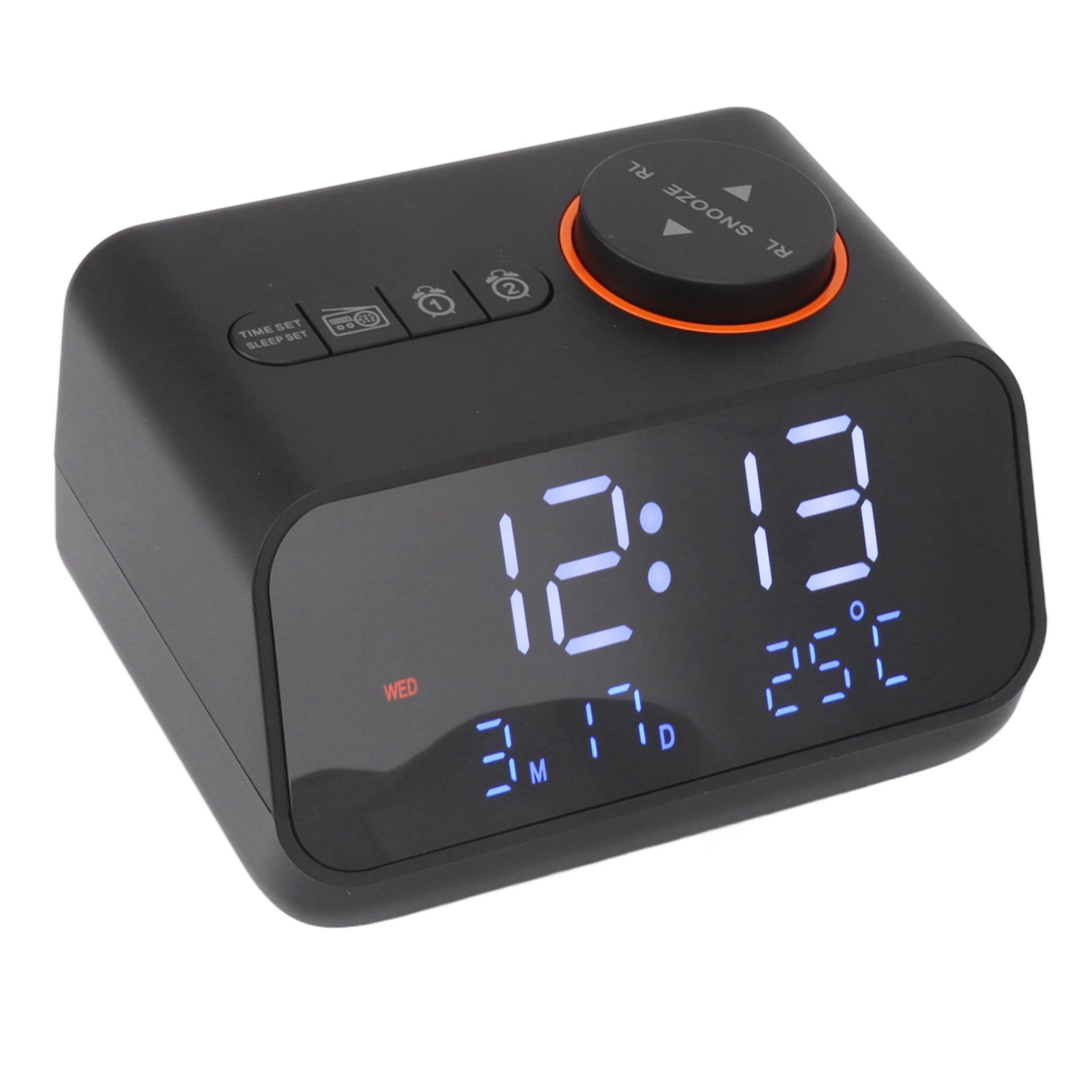 Alarm Clock Radio LED Digital Alarm Clock with FM Radio Music Temperature Humidity Display for Home Bedroom Desk Office Black - Image 6