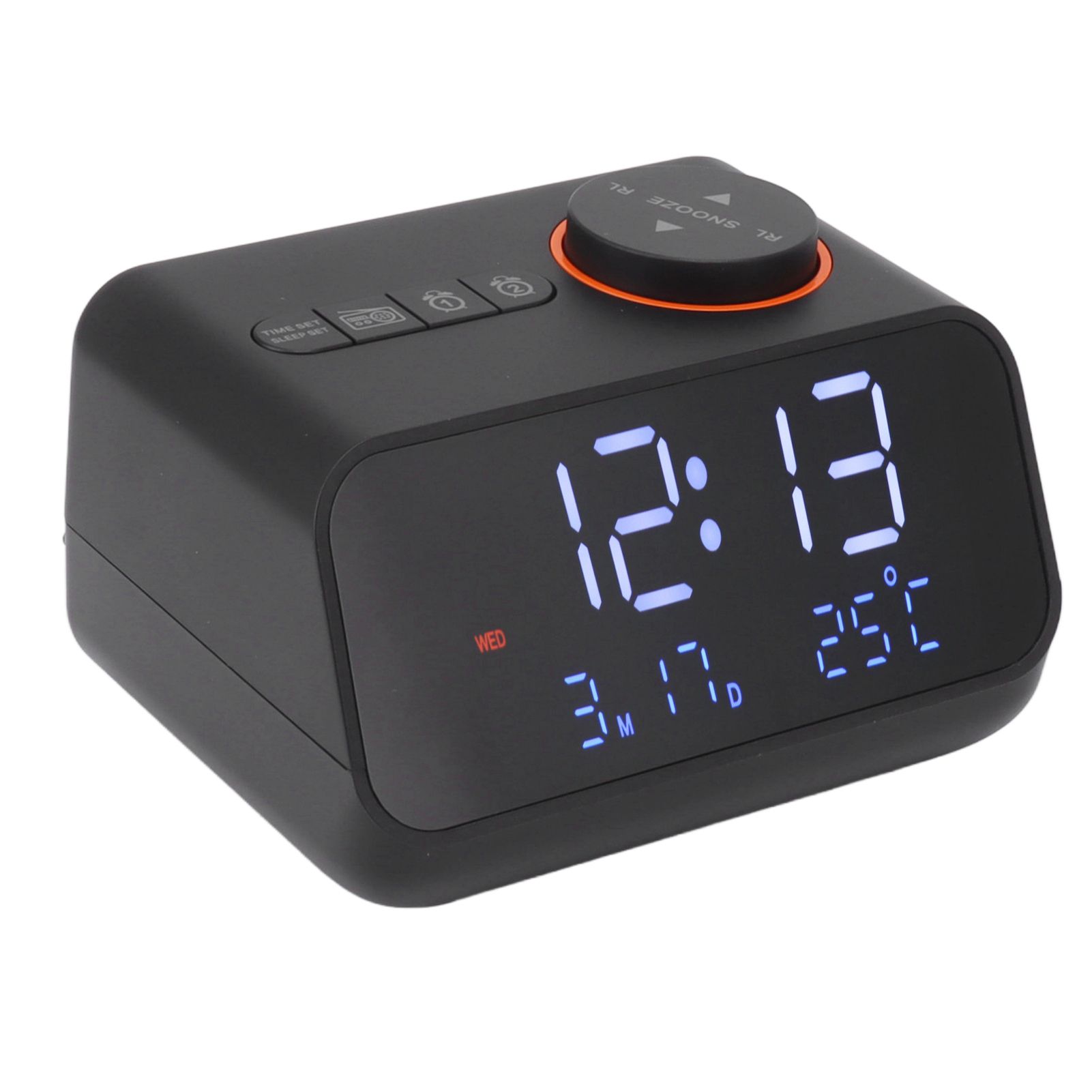 Alarm Clock Radio LED Digital Alarm Clock with FM Radio Music Temperature Humidity Display for Home Bedroom Desk Office Black - Image 7