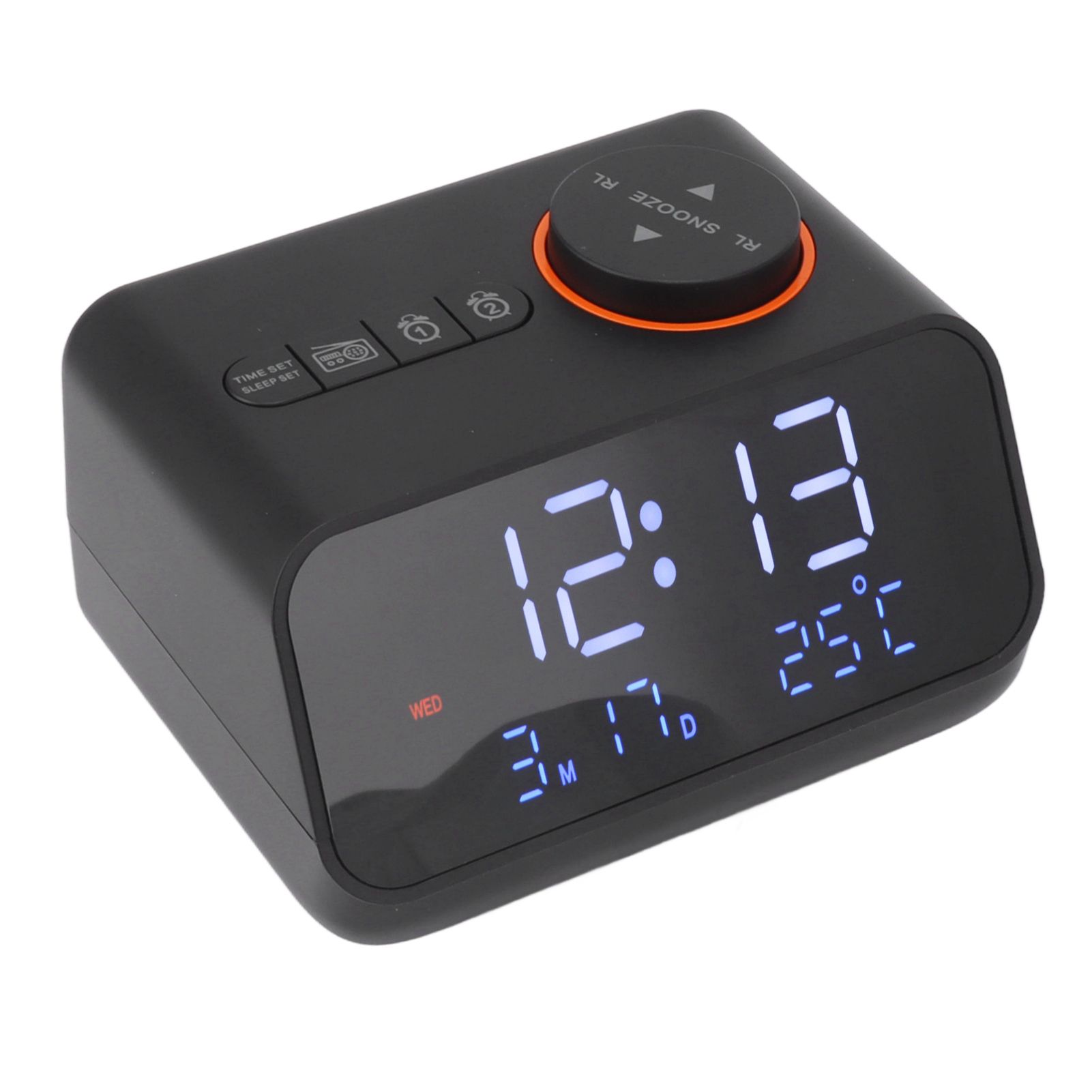 Alarm Clock Radio LED Digital Alarm Clock with FM Radio Music Temperature Humidity Display for Home Bedroom Desk Office Black - Image 8