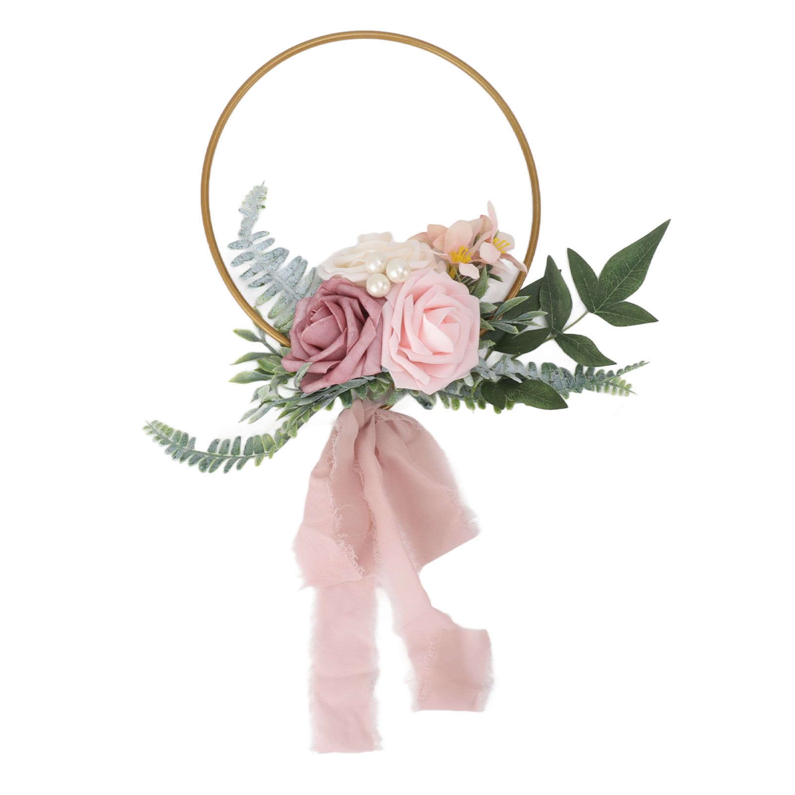 Artificial Succulents Wreath Iron Foam Greenery Wreath Portable Bridal Wreath for Wedding Celebration A - Image 1