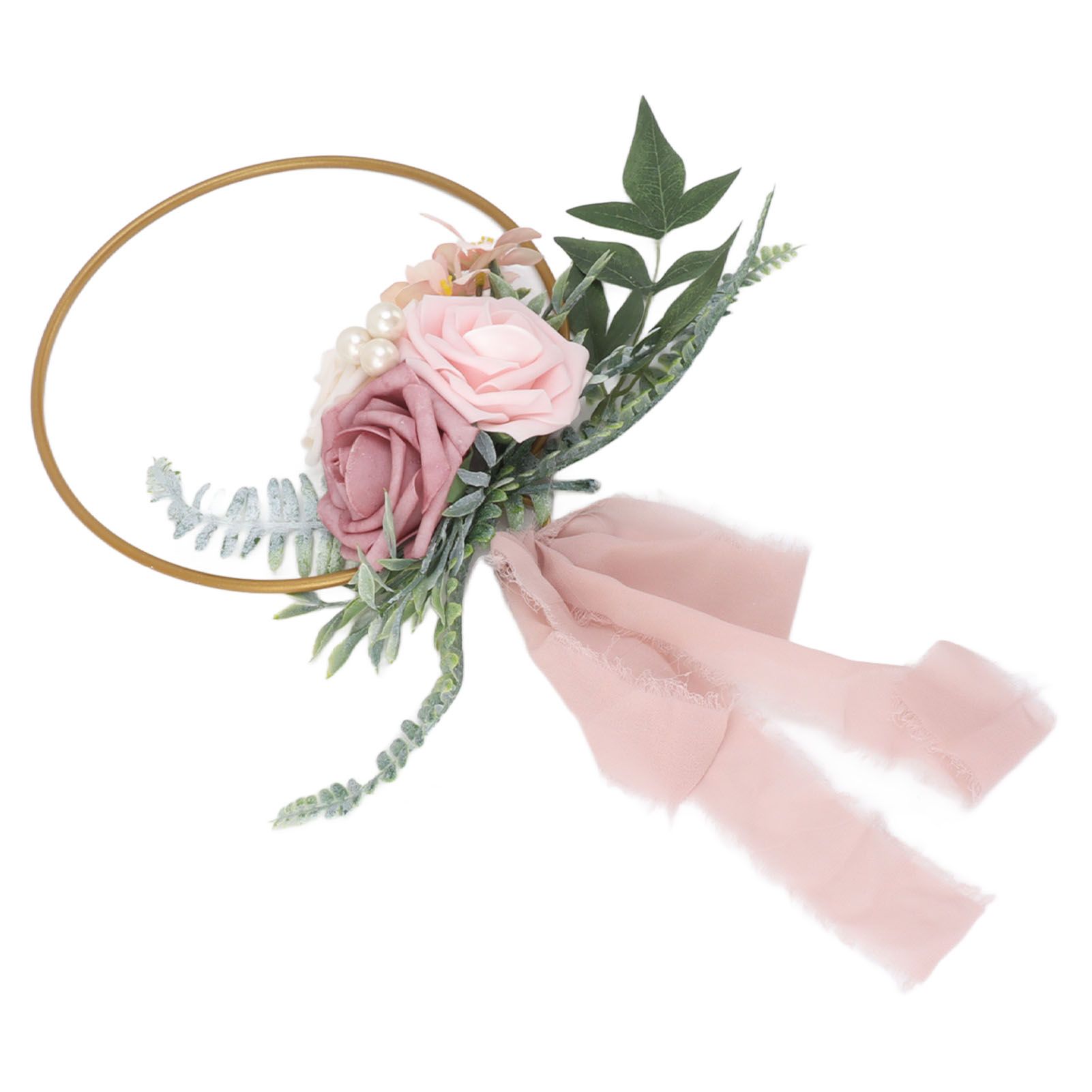 Artificial Succulents Wreath Iron Foam Greenery Wreath Portable Bridal Wreath for Wedding Celebration A - Image 2