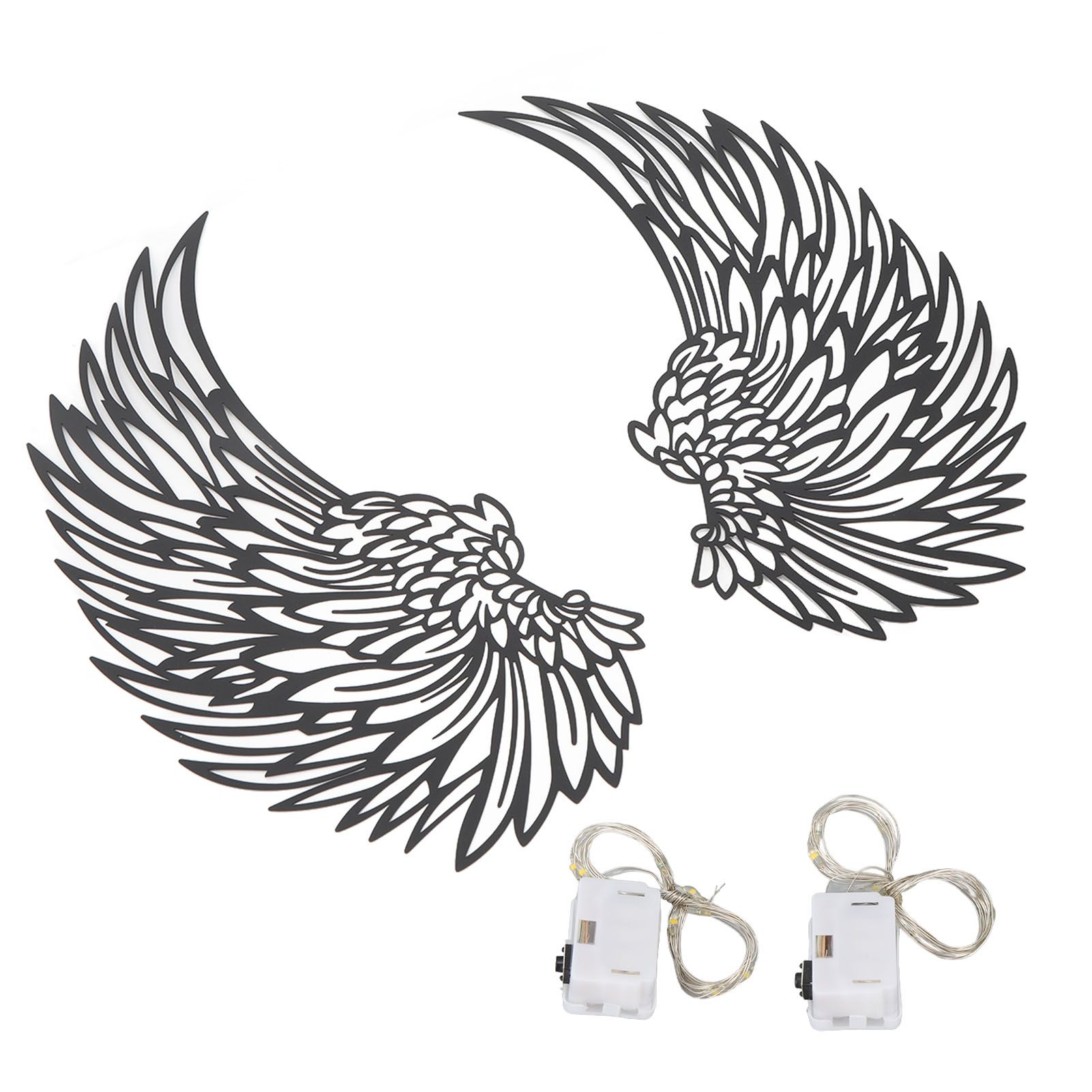 Angel Wings Metal Wall Art Indoor Outdoor Hanging Metal Angel Wings Wall Decor with LED Lights for Home Bedroom Living Room Garden Office - Image 1