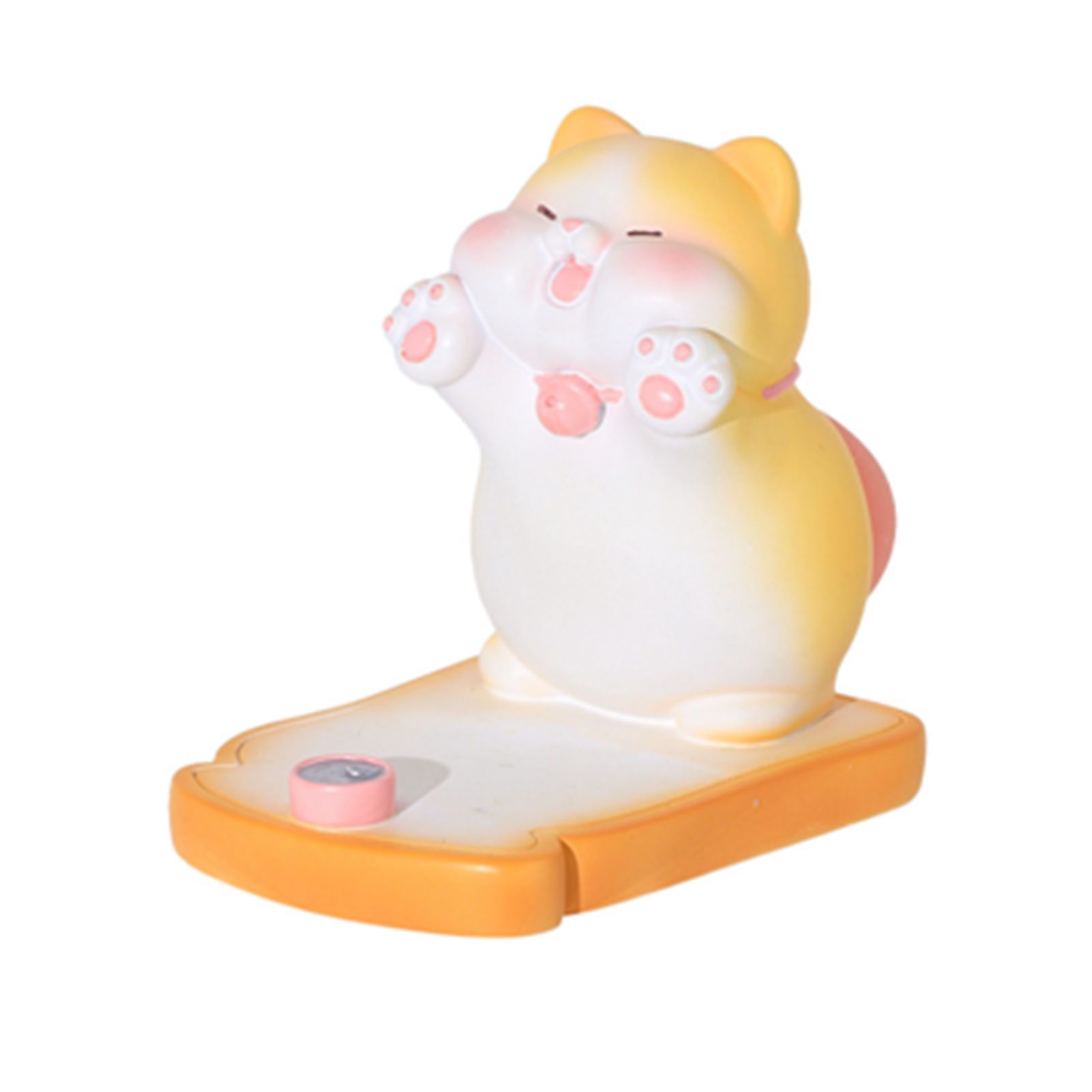 Cute Cat Cellphone Holder Resin Mini Portable Mobile Phone Stand Desk Ornament for Bedroom Office Ginger - Image 1