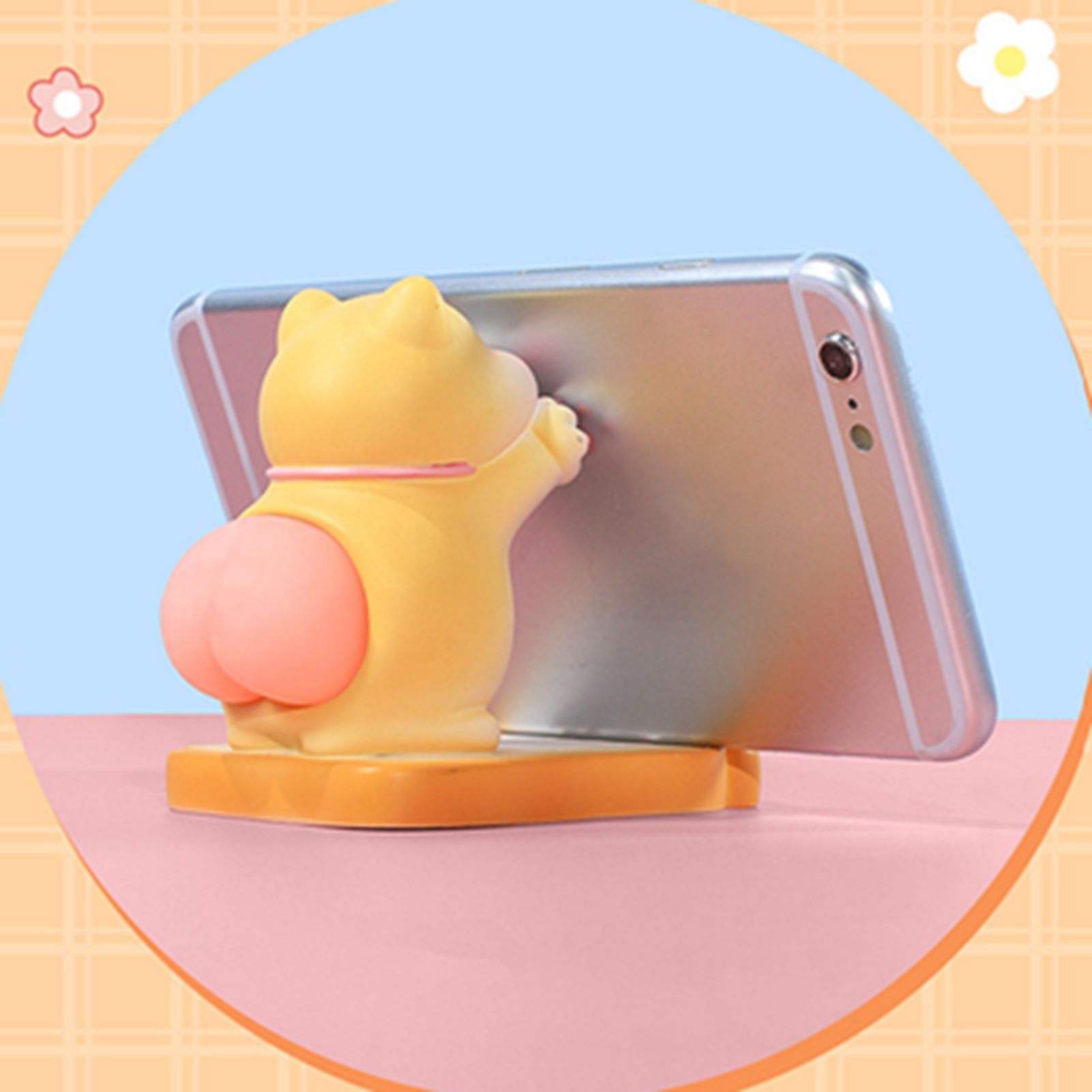Cute Cat Cellphone Holder Resin Mini Portable Mobile Phone Stand Desk Ornament for Bedroom Office Ginger - Image 6