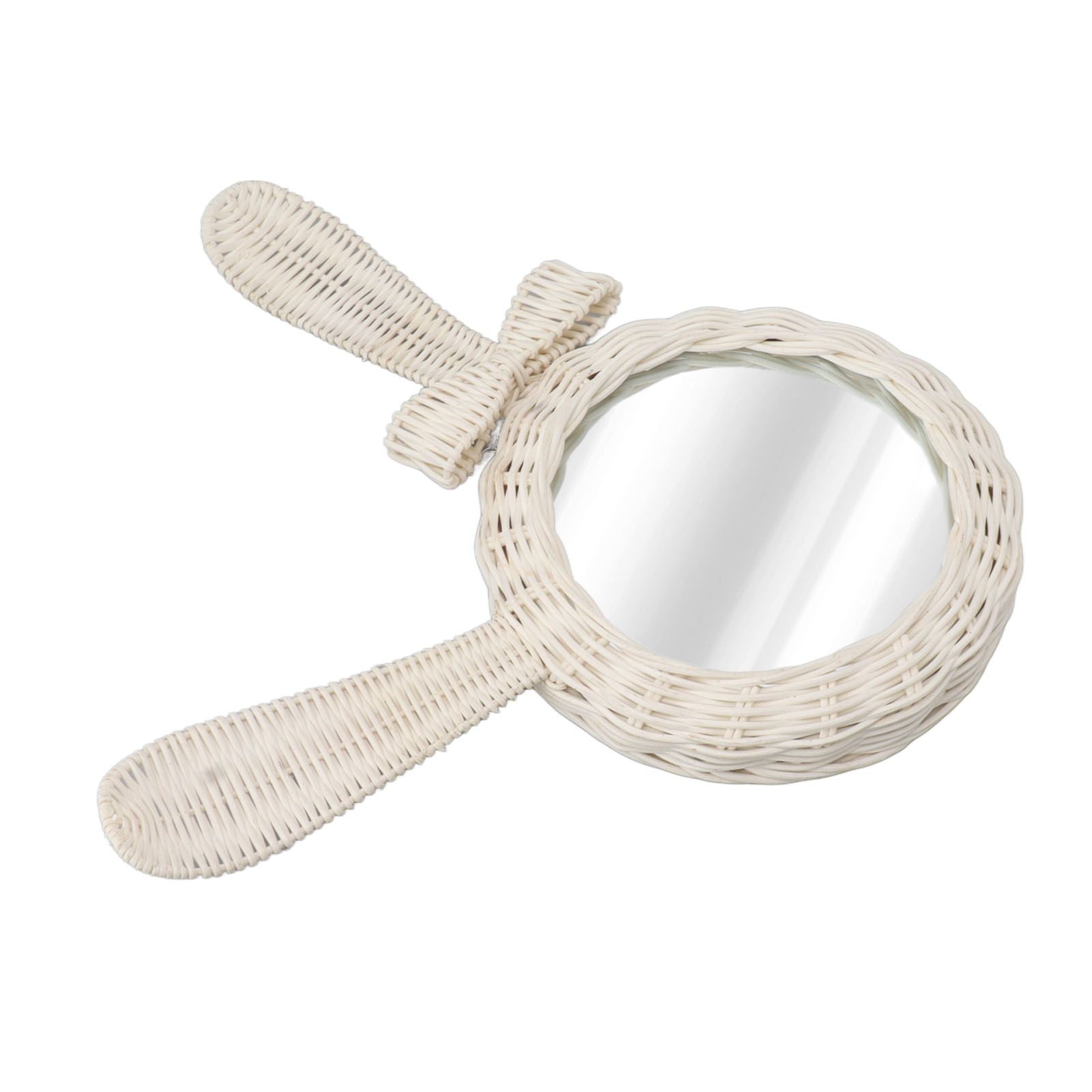 Decorative Mirror White Rabbit Shaped Retro HD Rattan Mirror for Bathroom Bedroom - Image 7