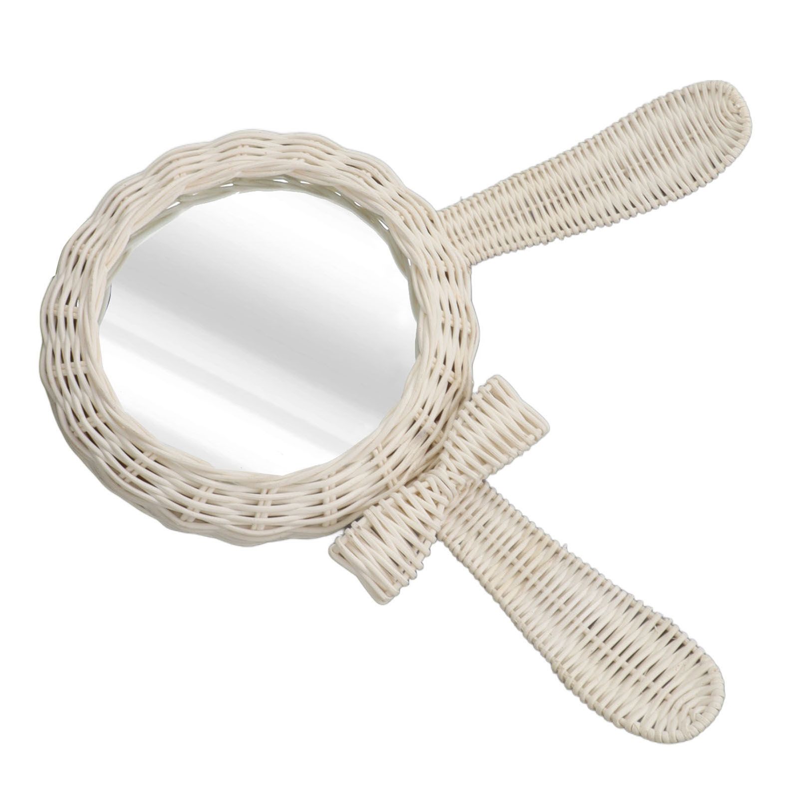 Decorative Mirror White Rabbit Shaped Retro HD Rattan Mirror for Bathroom Bedroom - Image 8