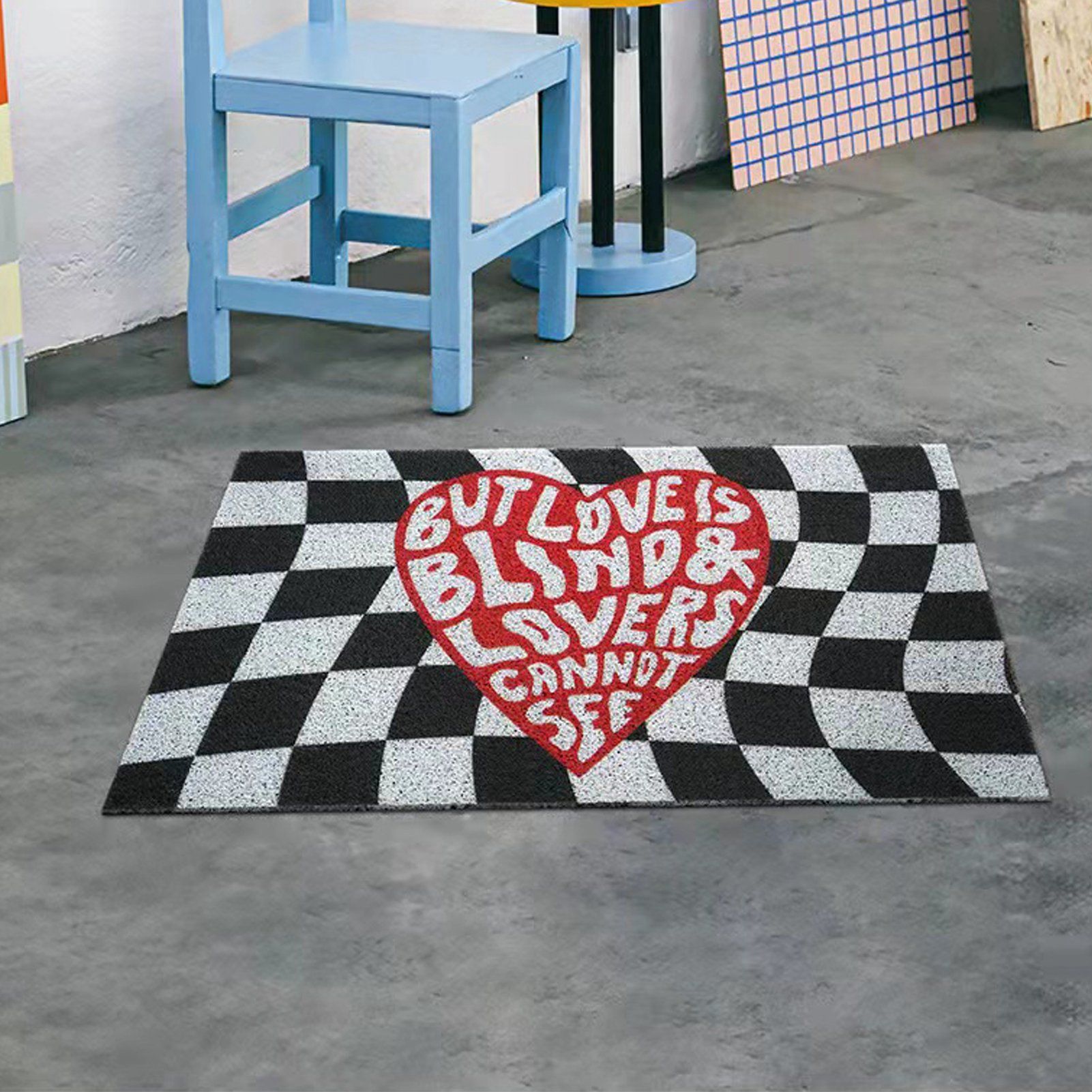 Checkerboard Kitchen Rugs Washable Hallway Entry Carpet Non Slip Entryway Runner Mat for Home Restaurant Office Heart - Image 5