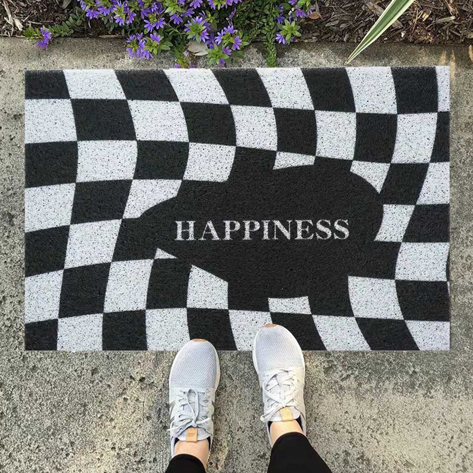 Checkerboard Kitchen Rugs Washable Hallway Entry Carpet Non Slip Entryway Runner Mat for Home Restaurant Office Black - Image 6