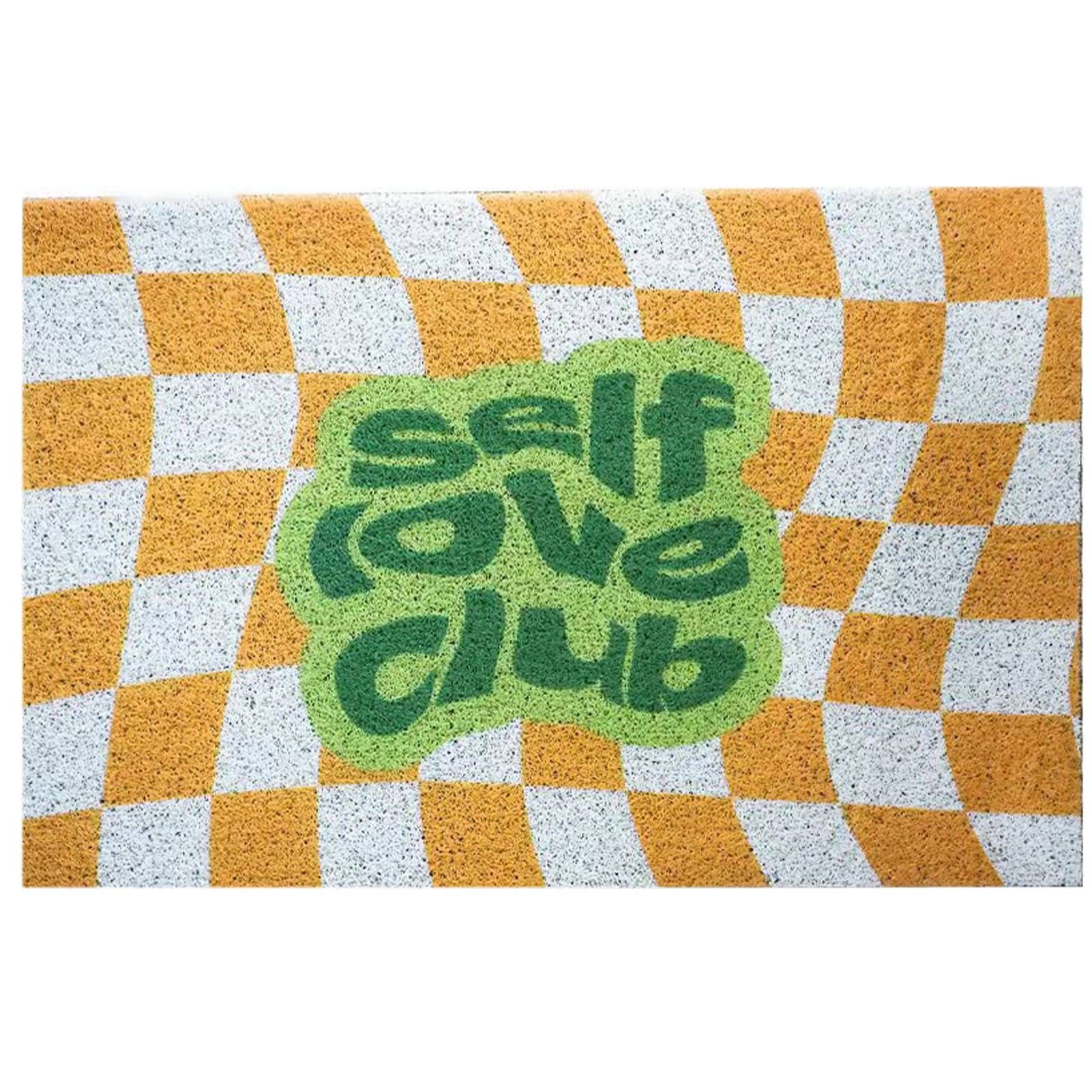 Checkerboard Kitchen Rugs Washable Hallway Entry Carpet Non Slip Entryway Runner Mat for Home Restaurant Office Yellow - Image 1
