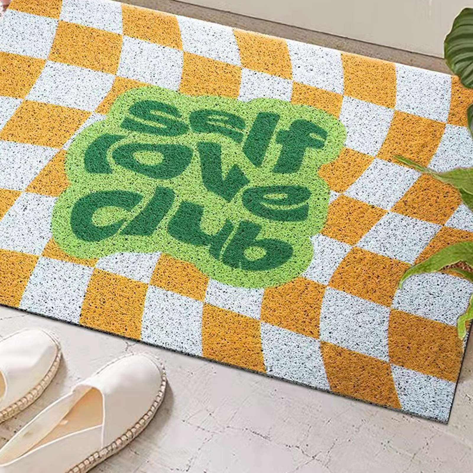 Checkerboard Kitchen Rugs Washable Hallway Entry Carpet Non Slip Entryway Runner Mat for Home Restaurant Office Yellow - Image 5