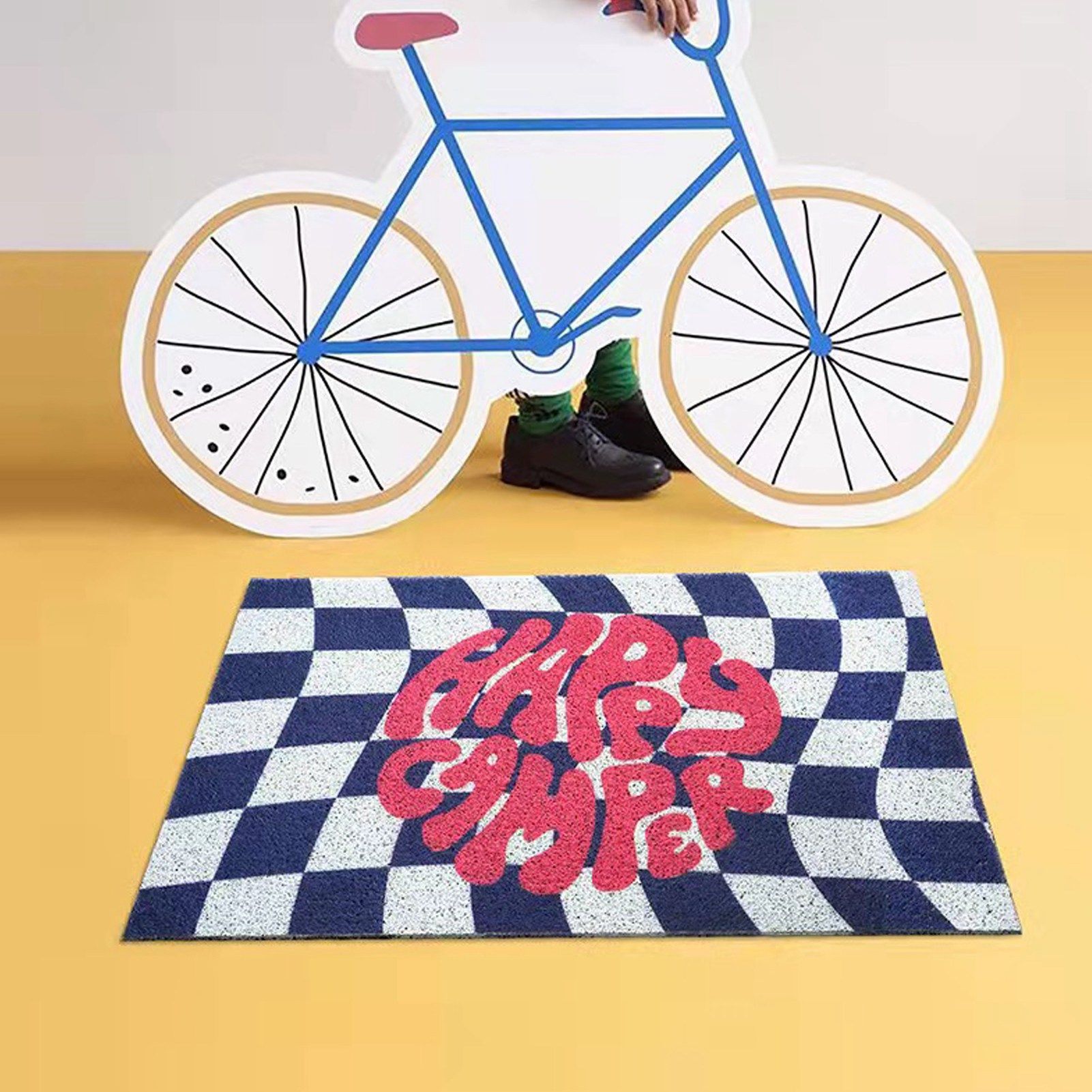 Checkerboard Kitchen Rugs Washable Hallway Entry Carpet Non Slip Entryway Runner Mat for Home Restaurant Office Blue - Image 5