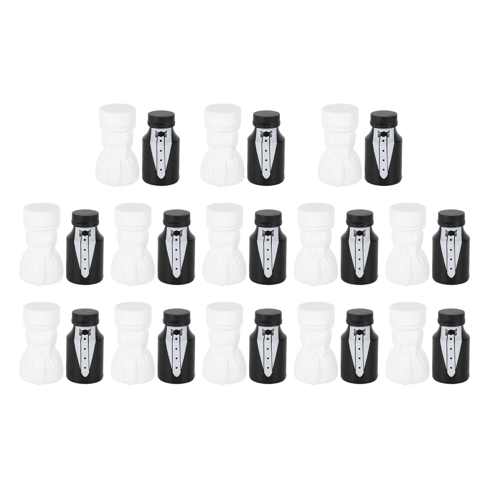 26PCS Wedding Bubble Bottles Bride and Groom Shape Mini Bubble Party Bottle for Anniversary Engagement Bridal Celebration Black and White - Image 1