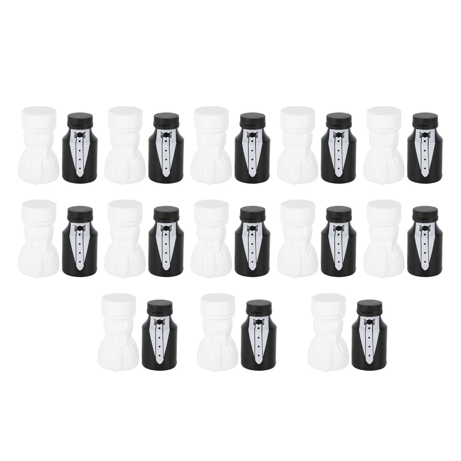 26PCS Wedding Bubble Bottles Bride and Groom Shape Mini Bubble Party Bottle for Anniversary Engagement Bridal Celebration Black and White - Image 2