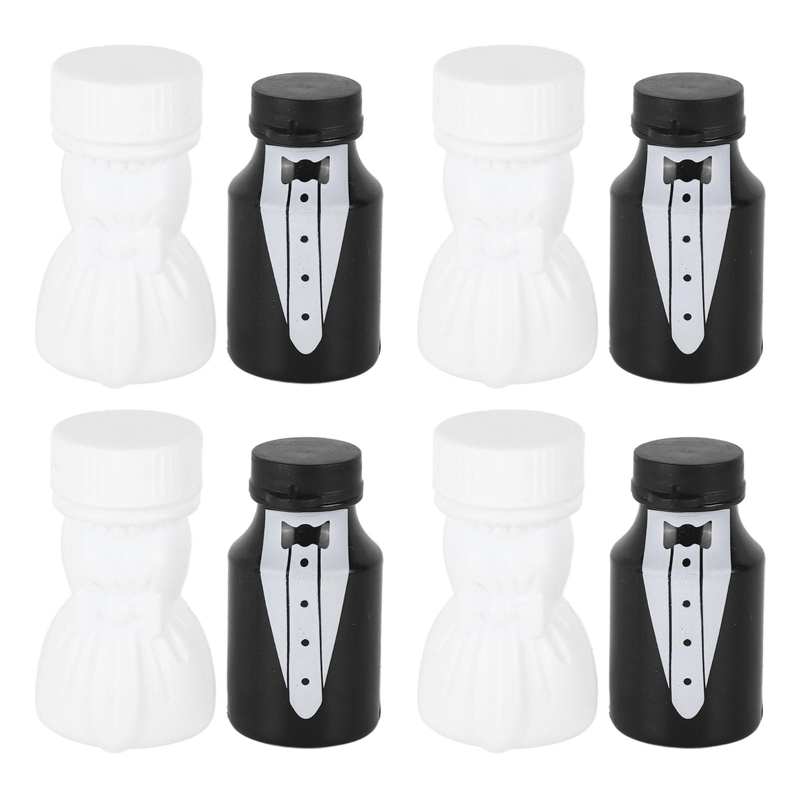 26PCS Wedding Bubble Bottles Bride and Groom Shape Mini Bubble Party Bottle for Anniversary Engagement Bridal Celebration Black and White - Image 4